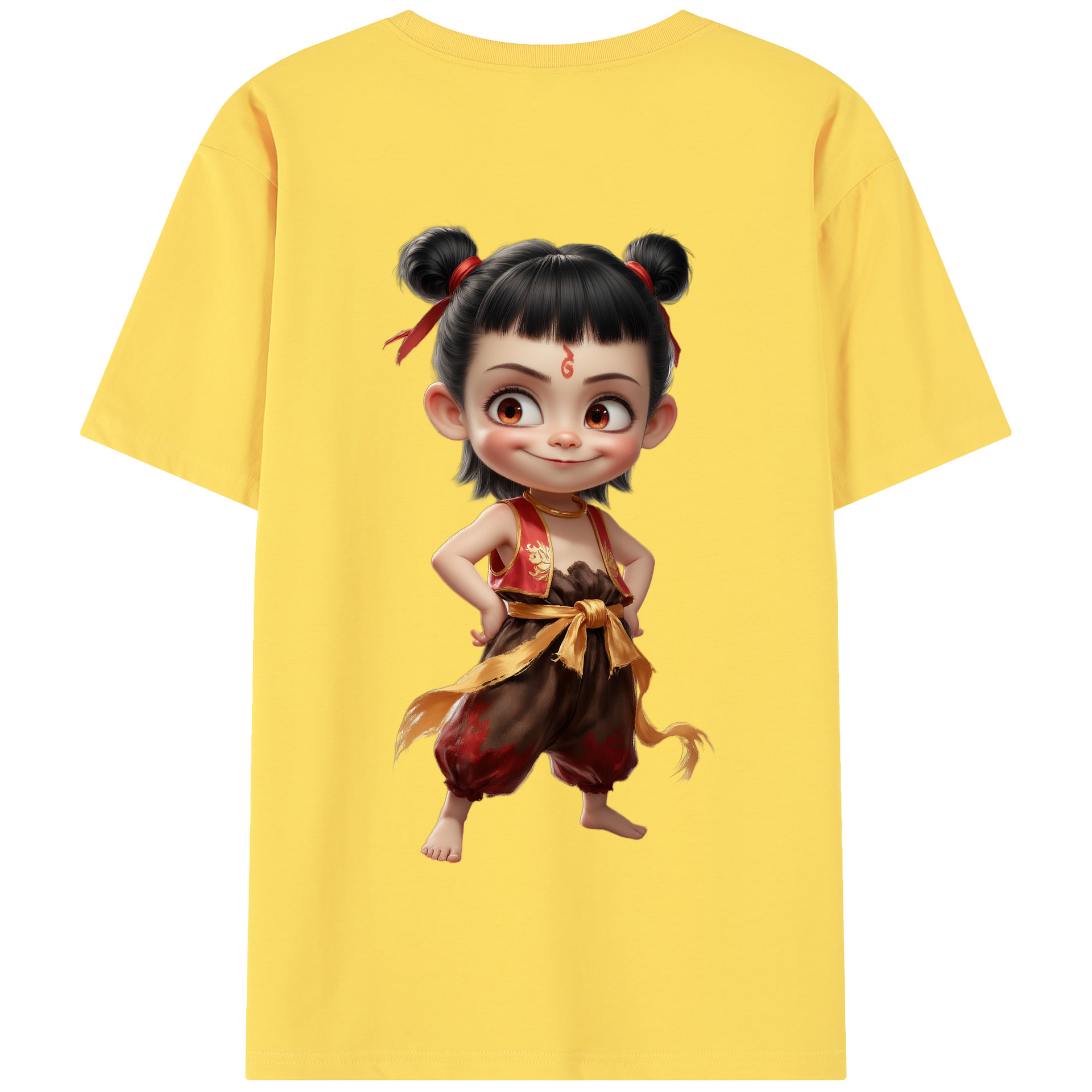 （画像用） Ne Zha 2 ナタ 魔童の大暴れ 綿100％半袖Tシャツ（背面プリント）