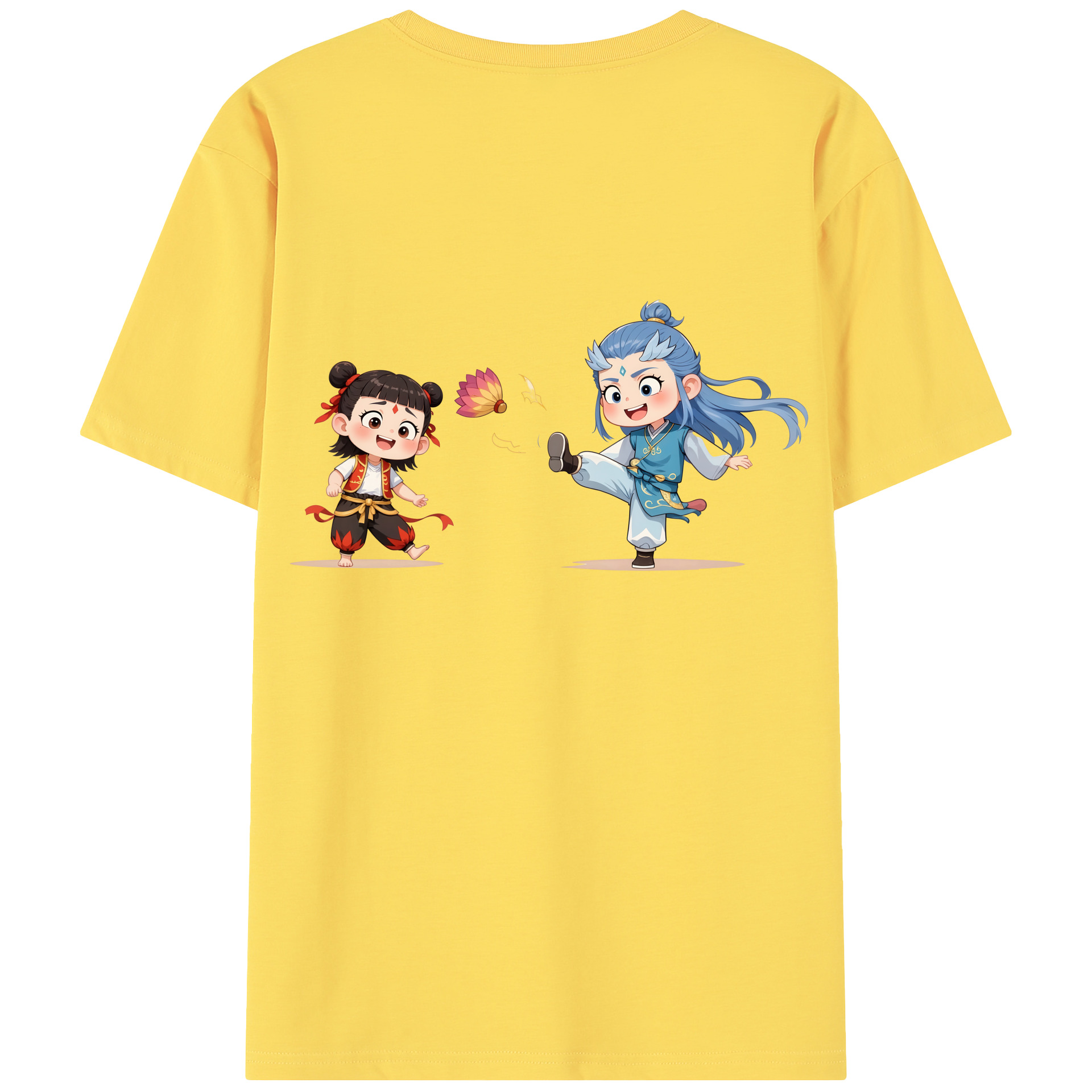 （画像用） Ne Zha 2 ナタ 魔童の大暴れ 綿100％半袖Tシャツ（背面プリント）