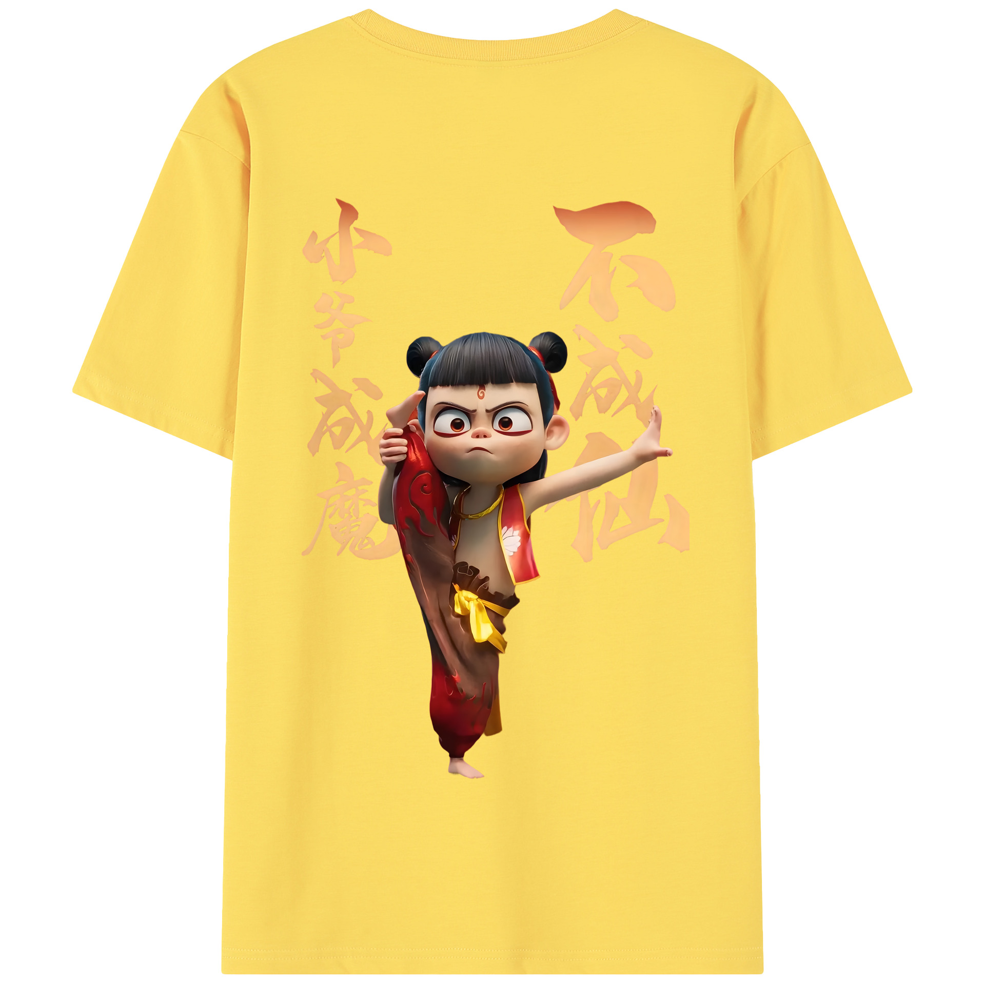 （画像用） Ne Zha 2 ナタ 魔童の大暴れ 綿100％半袖Tシャツ（背面プリント）