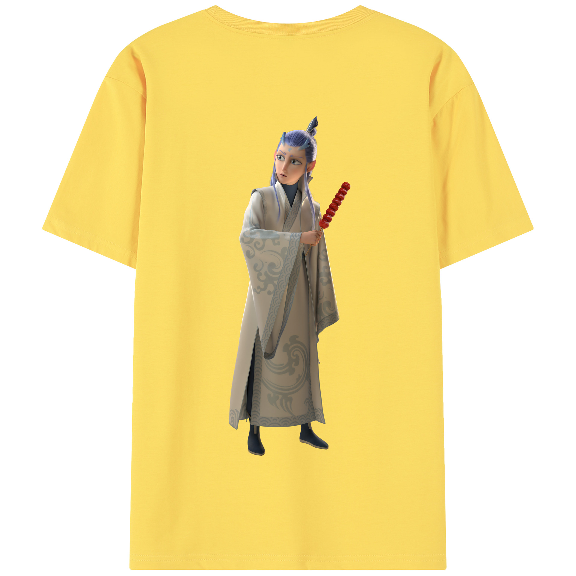 （画像用） Ne Zha 2 ナタ 魔童の大暴れ 綿100％半袖Tシャツ（背面プリント）