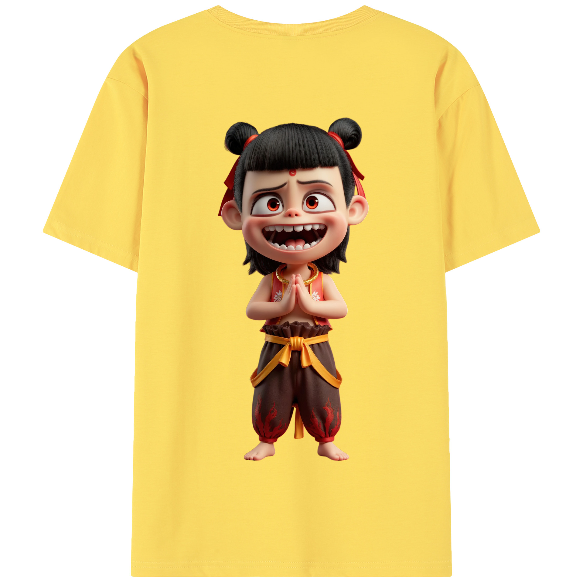 （画像用） Ne Zha 2 ナタ 魔童の大暴れ 綿100％半袖Tシャツ（背面プリント）