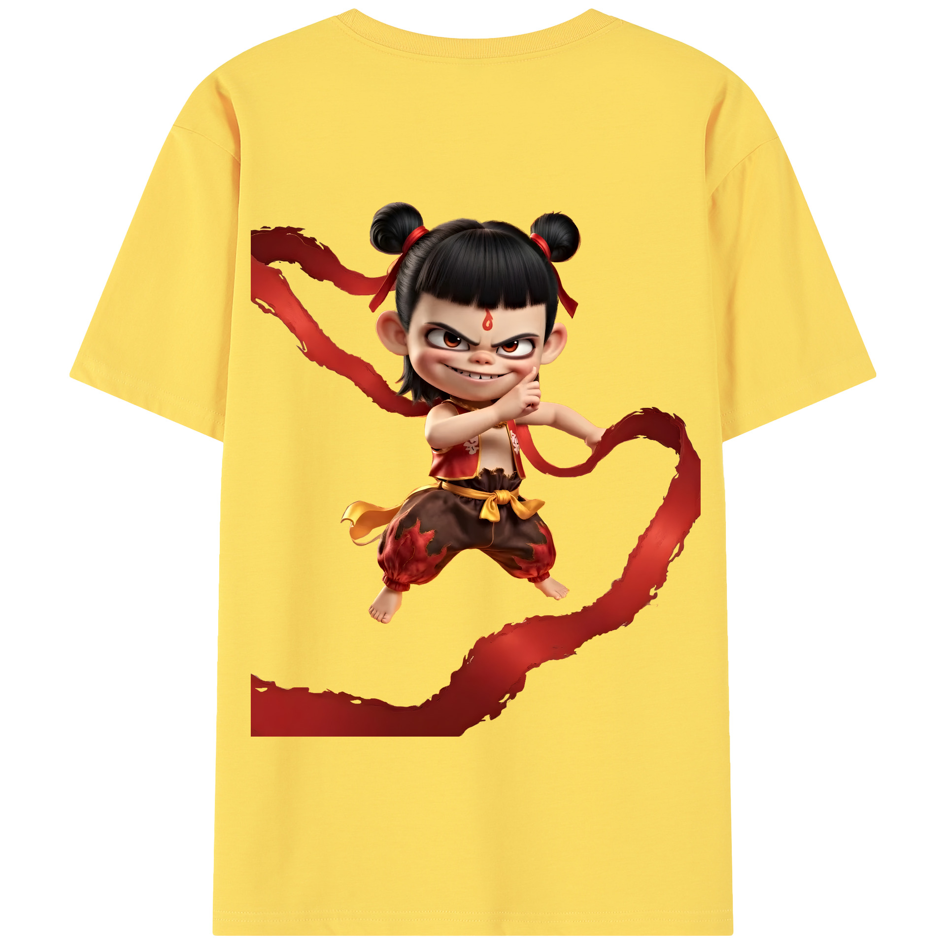 （画像用） Ne Zha 2 ナタ 魔童の大暴れ 綿100％半袖Tシャツ（背面プリント）