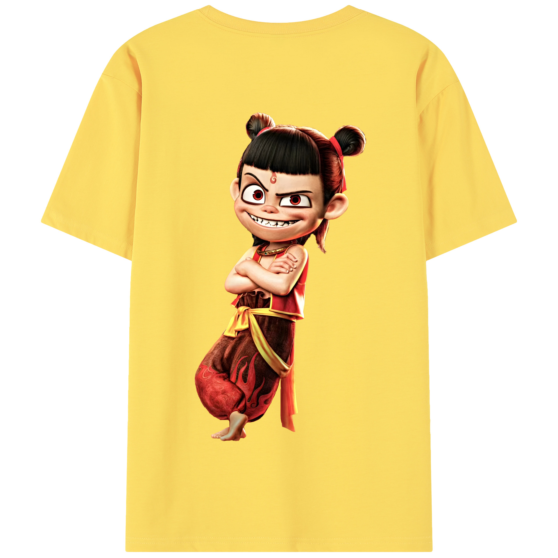 （画像用） Ne Zha 2 ナタ 魔童の大暴れ 綿100％半袖Tシャツ（背面プリント）