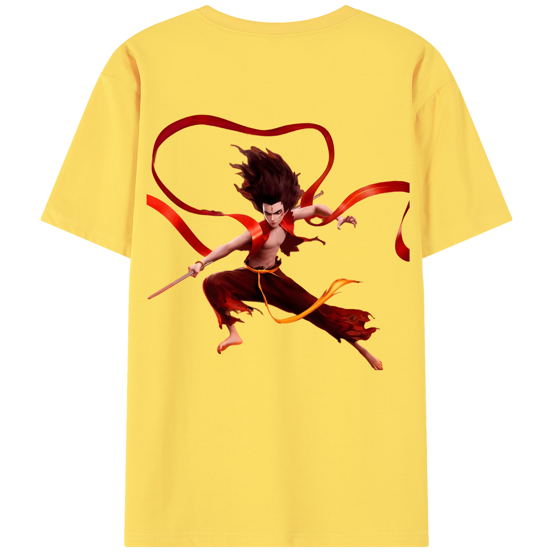 （画像用） Ne Zha 2 ナタ 魔童の大暴れ 綿100％半袖Tシャツ（背面プリント）