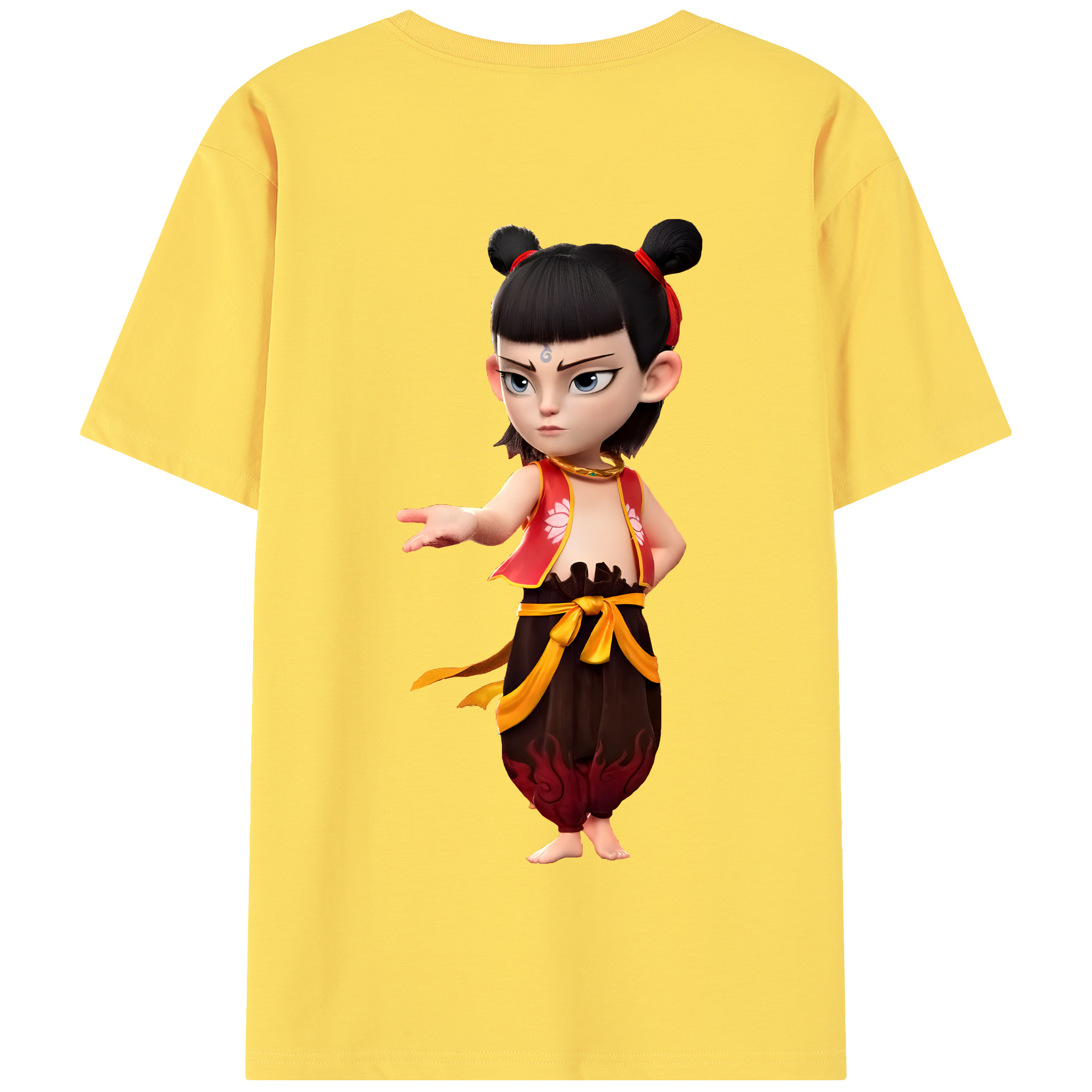 （画像用） Ne Zha 2 ナタ 魔童の大暴れ 綿100％半袖Tシャツ（背面プリント）