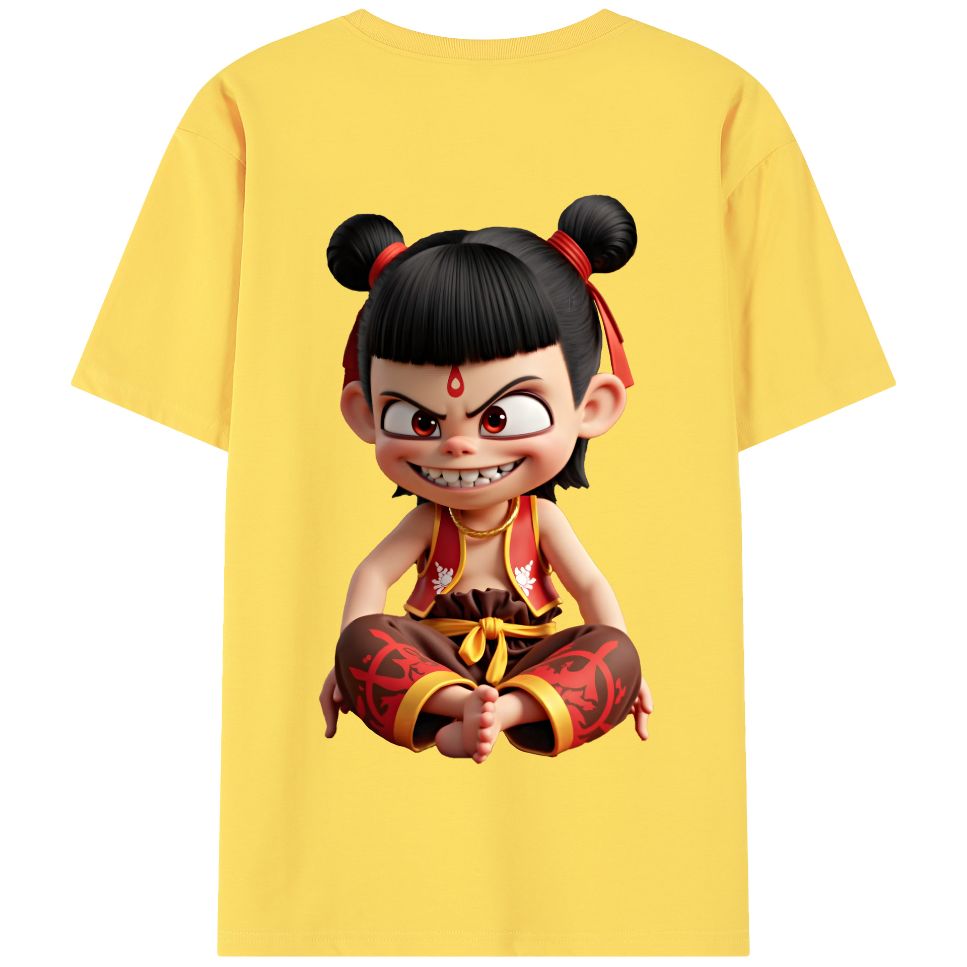 （画像用） Ne Zha 2 ナタ 魔童の大暴れ 綿100％半袖Tシャツ（背面プリント）