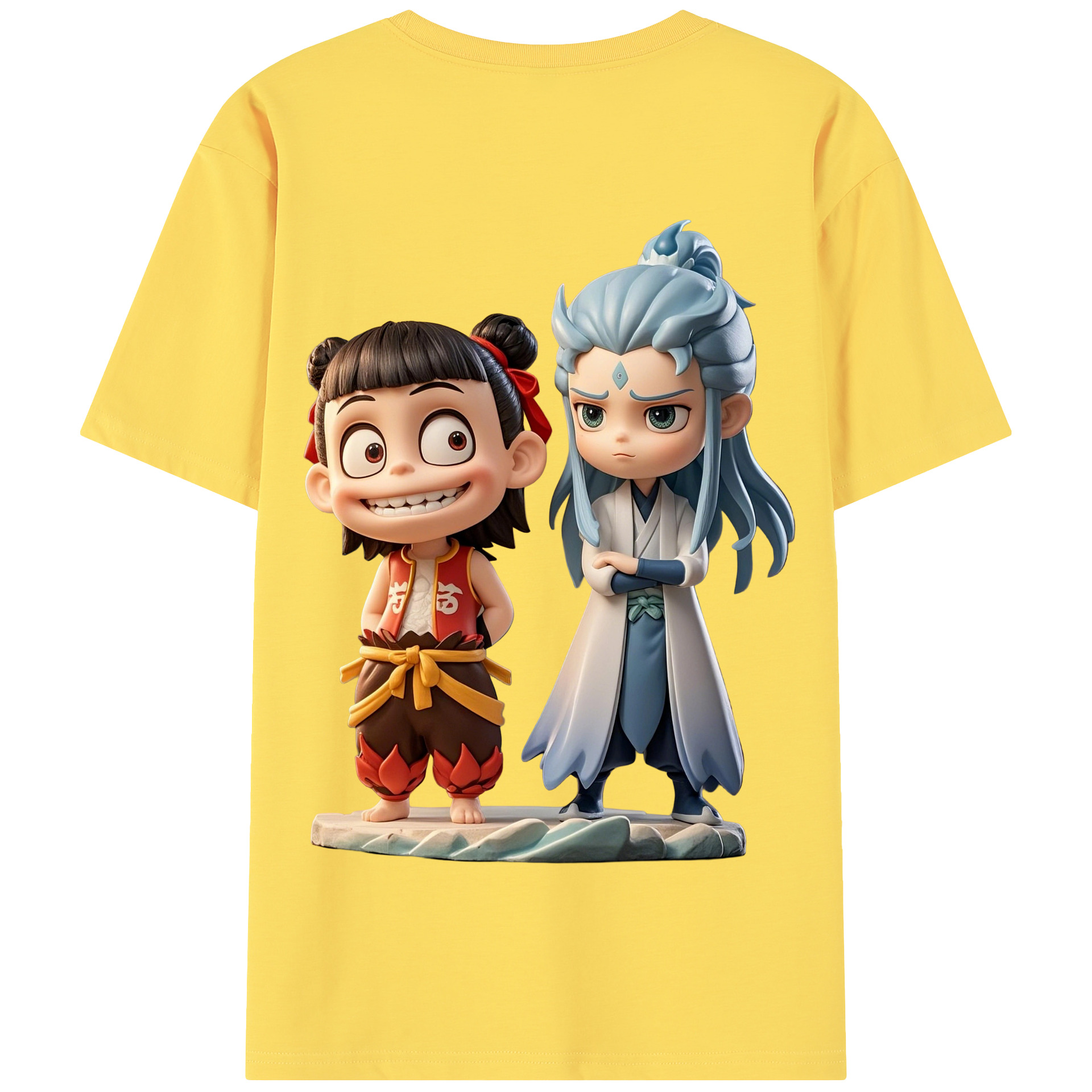 （画像用） Ne Zha 2 ナタ 魔童の大暴れ 綿100％半袖Tシャツ（背面プリント）