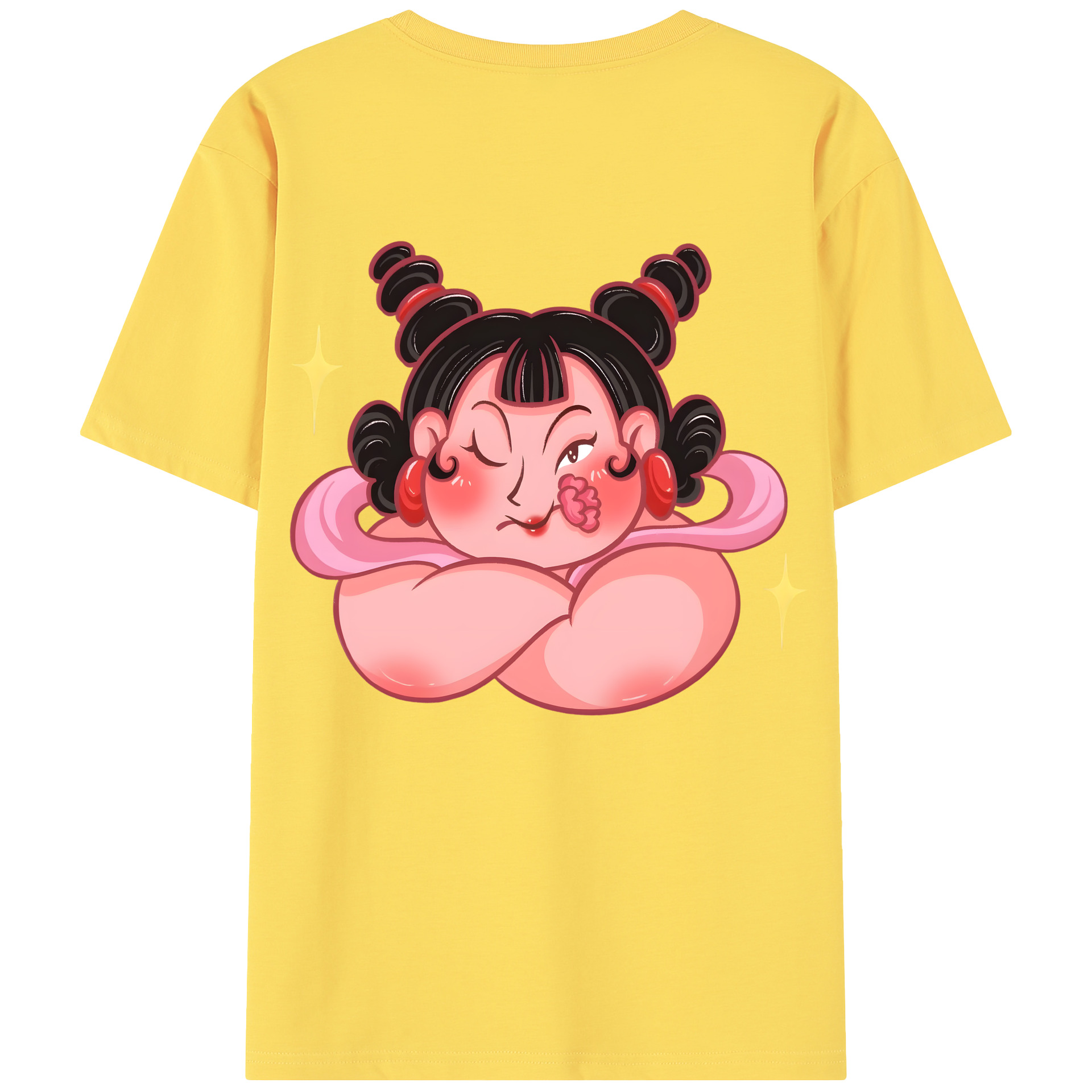 （画像用） Ne Zha 2 ナタ 魔童の大暴れ 綿100％半袖Tシャツ（背面プリント）