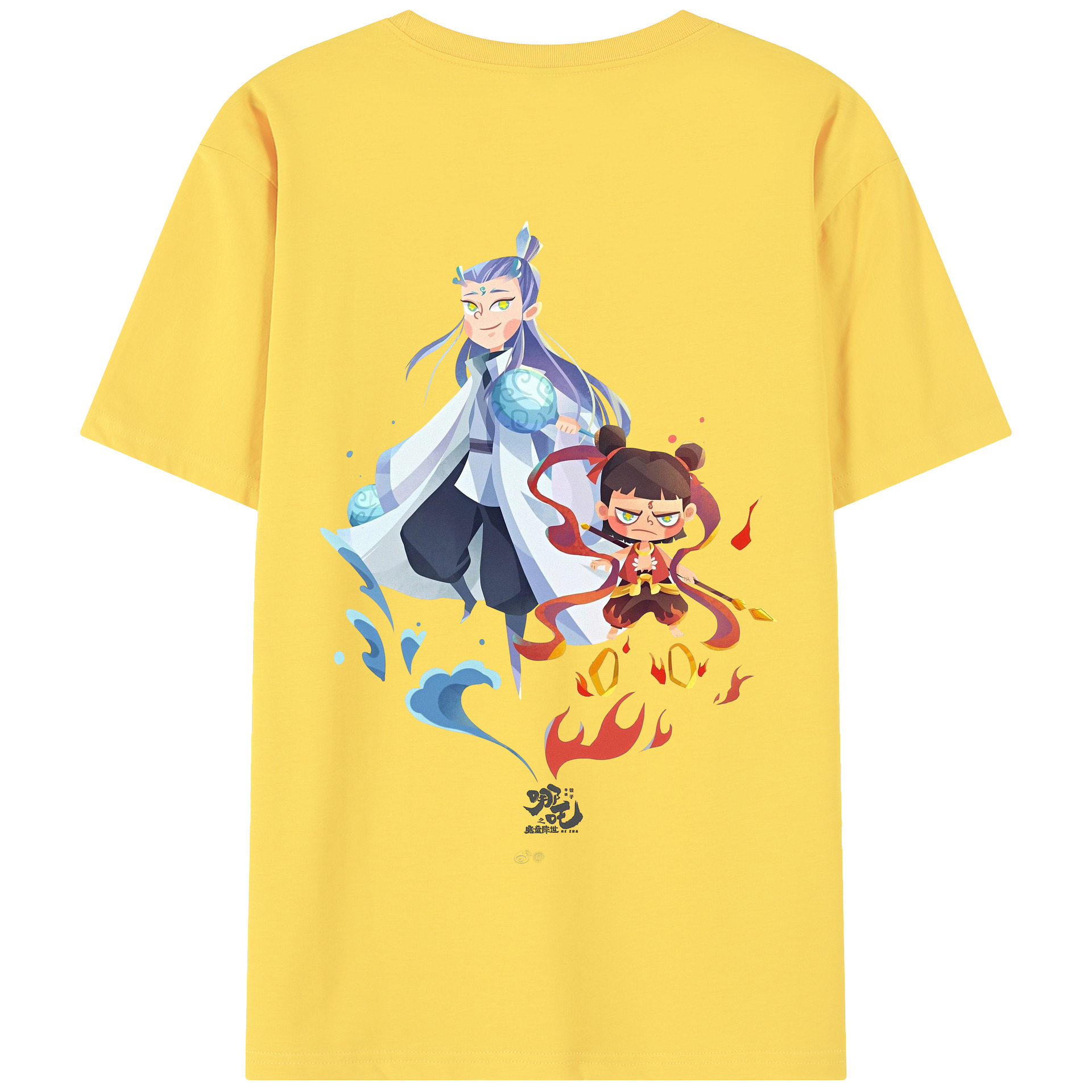 （画像用） Ne Zha 2 ナタ 魔童の大暴れ 綿100％半袖Tシャツ（背面プリント）