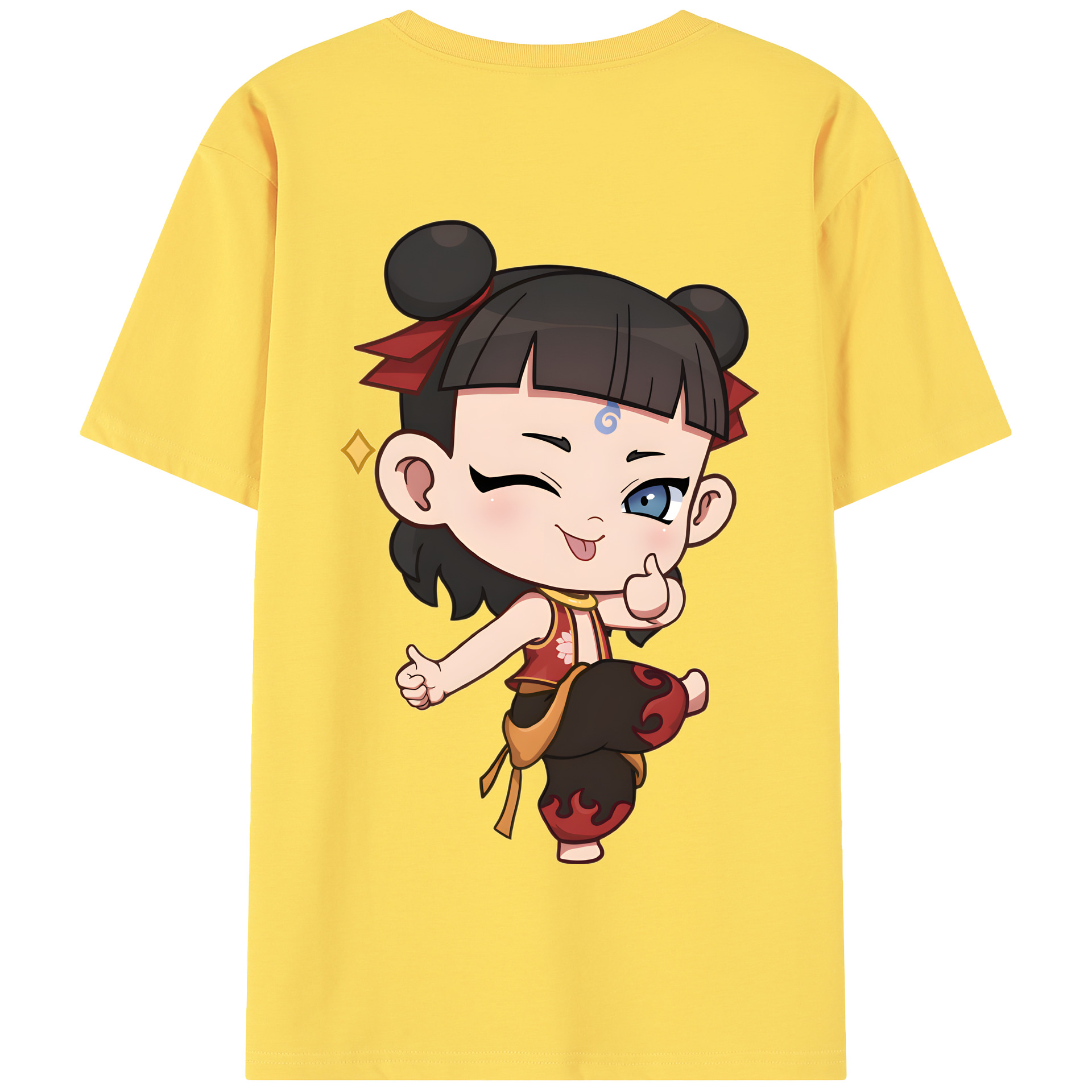 （画像用） Ne Zha 2 ナタ 魔童の大暴れ 綿100％半袖Tシャツ（背面プリント）