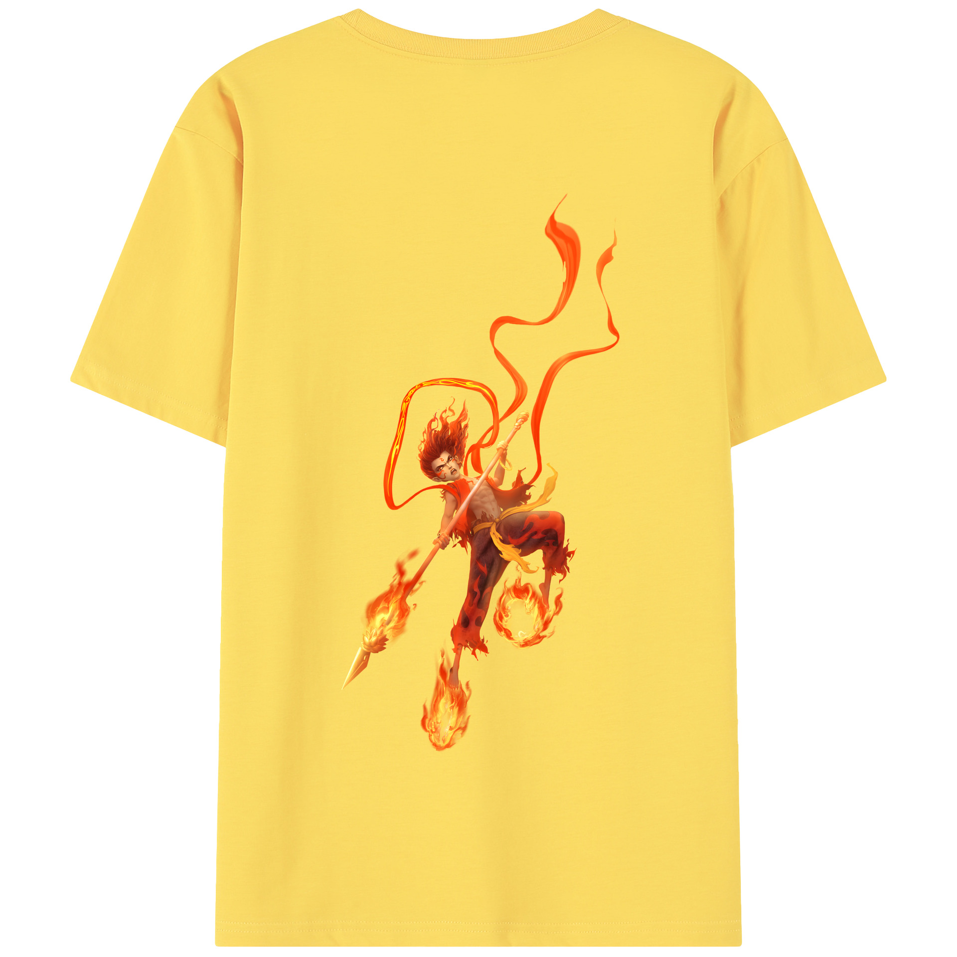 （画像用） Ne Zha 2 ナタ 魔童の大暴れ 綿100％半袖Tシャツ（背面プリント）