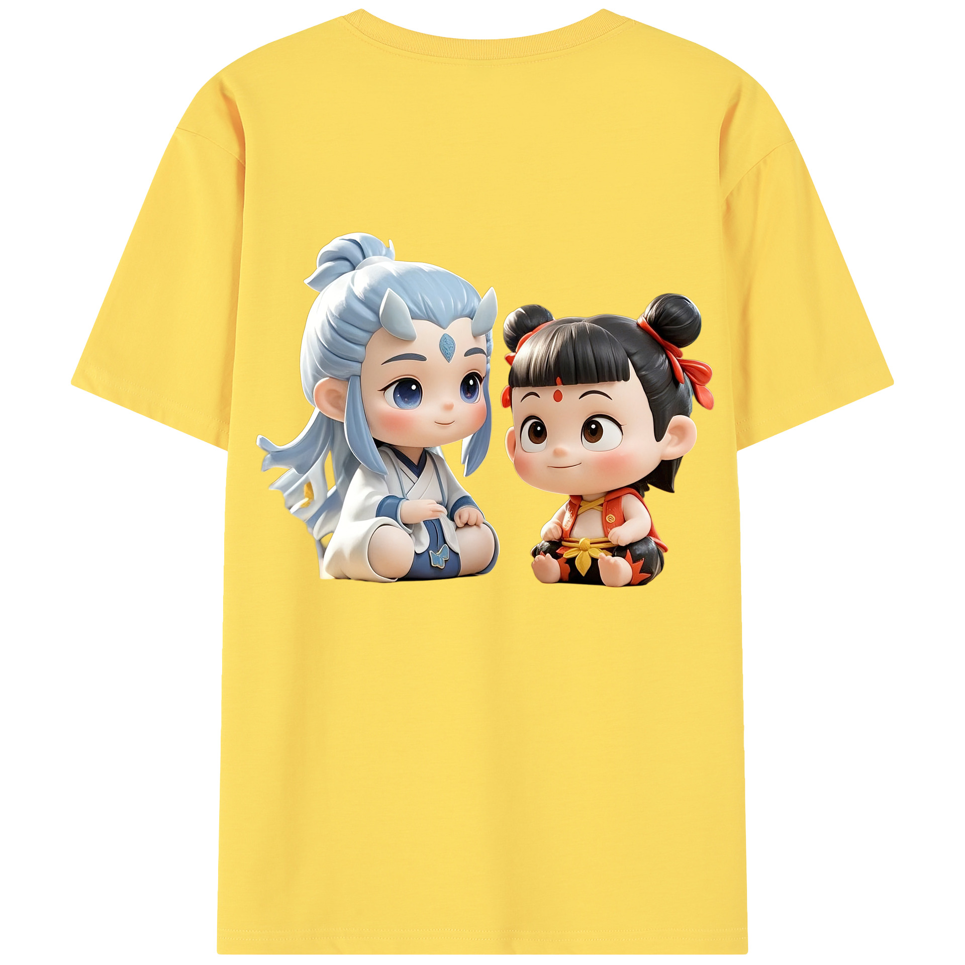 （画像用） Ne Zha 2 ナタ 魔童の大暴れ 綿100％半袖Tシャツ（背面プリント）