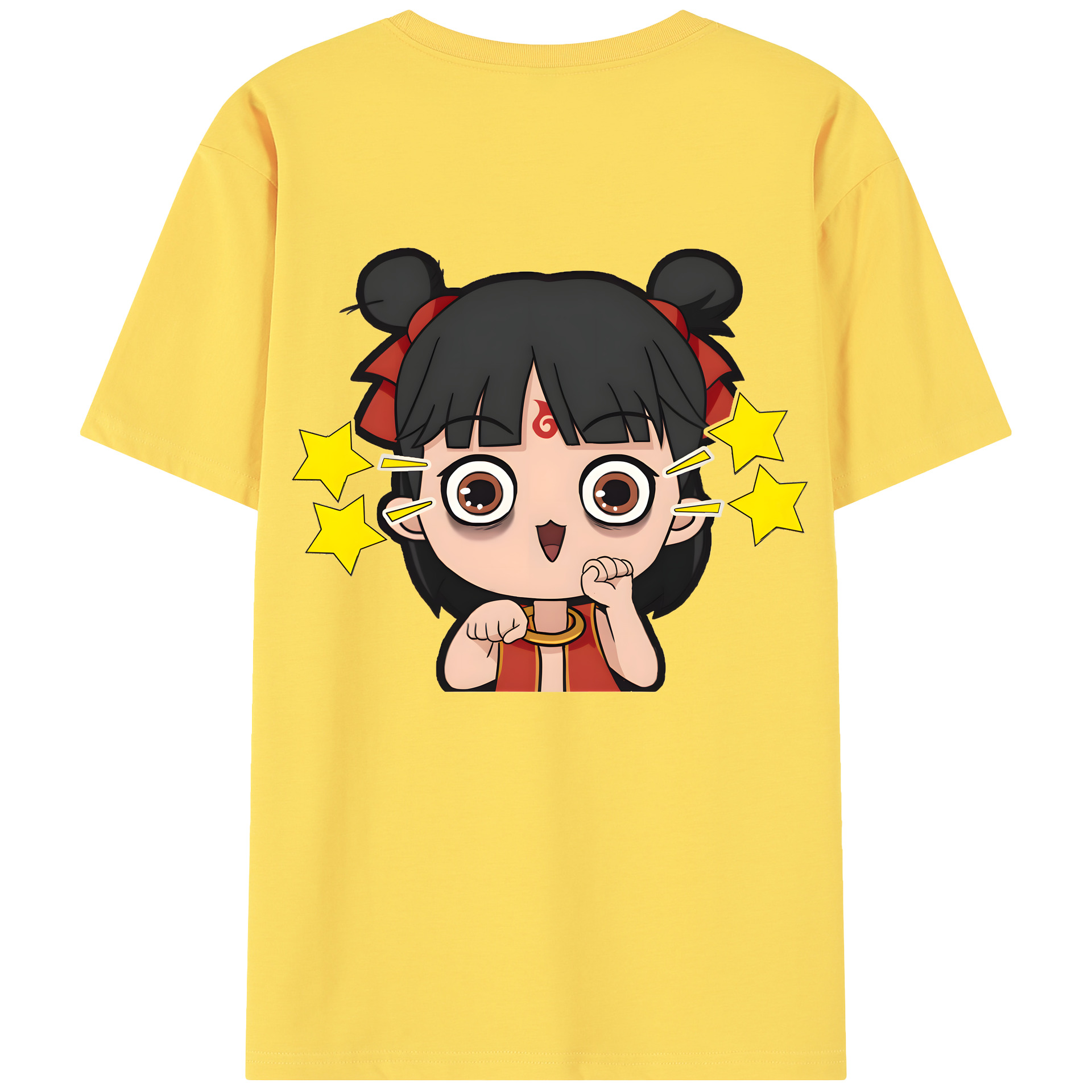 （画像用） Ne Zha 2 ナタ 魔童の大暴れ 綿100％半袖Tシャツ（背面プリント）