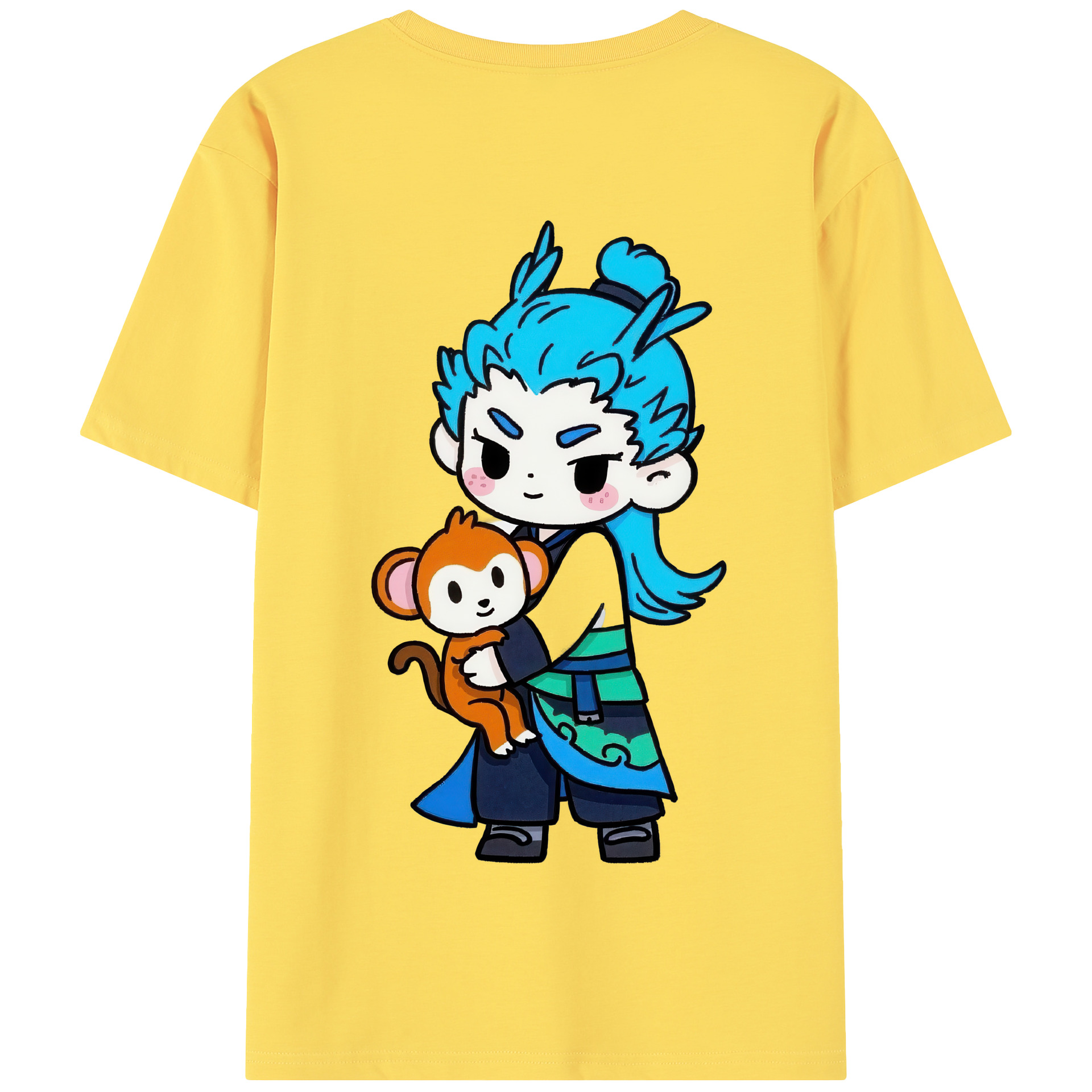 （画像用） Ne Zha 2 ナタ 魔童の大暴れ 綿100％半袖Tシャツ（背面プリント）