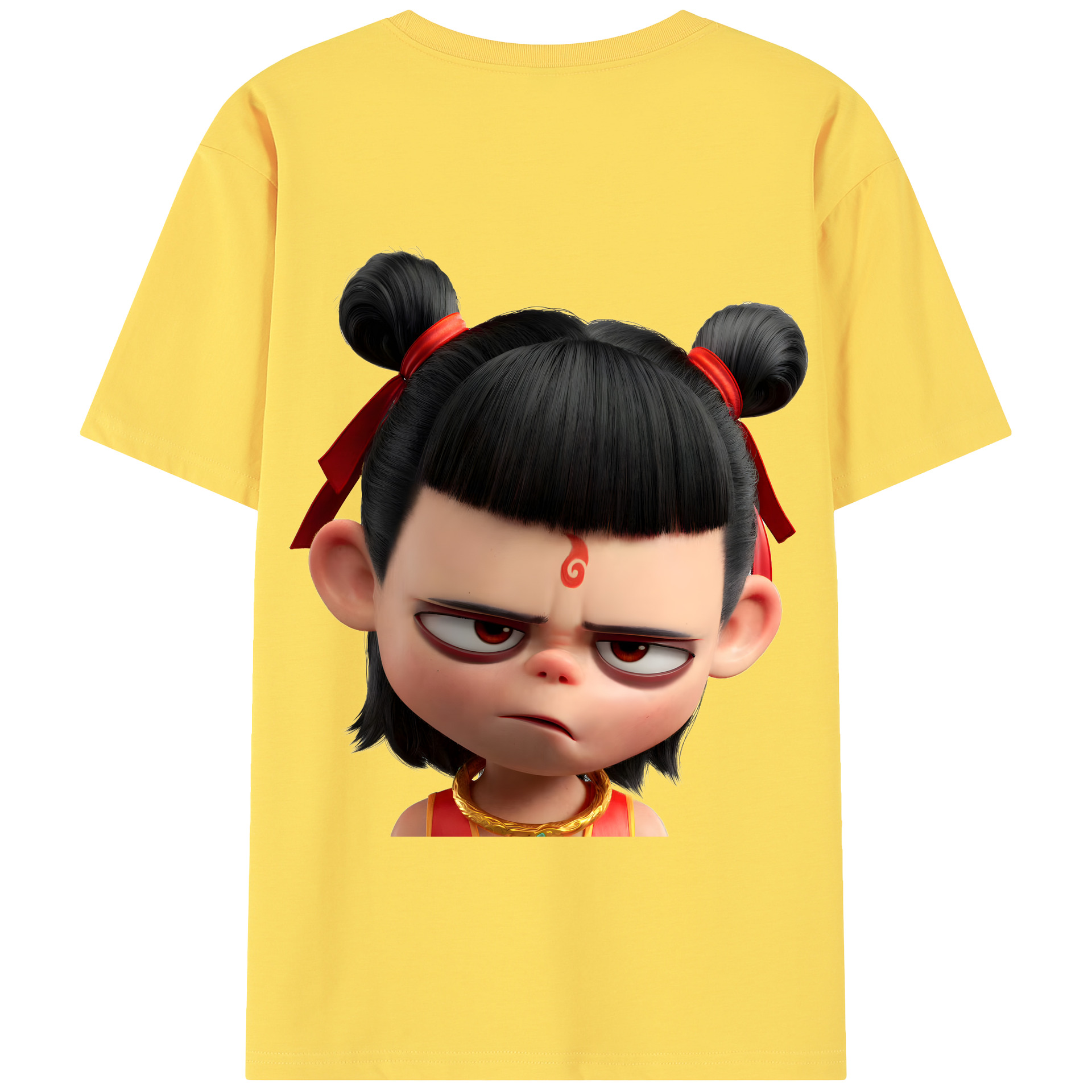（画像用） Ne Zha 2 ナタ 魔童の大暴れ 綿100％半袖Tシャツ（背面プリント）