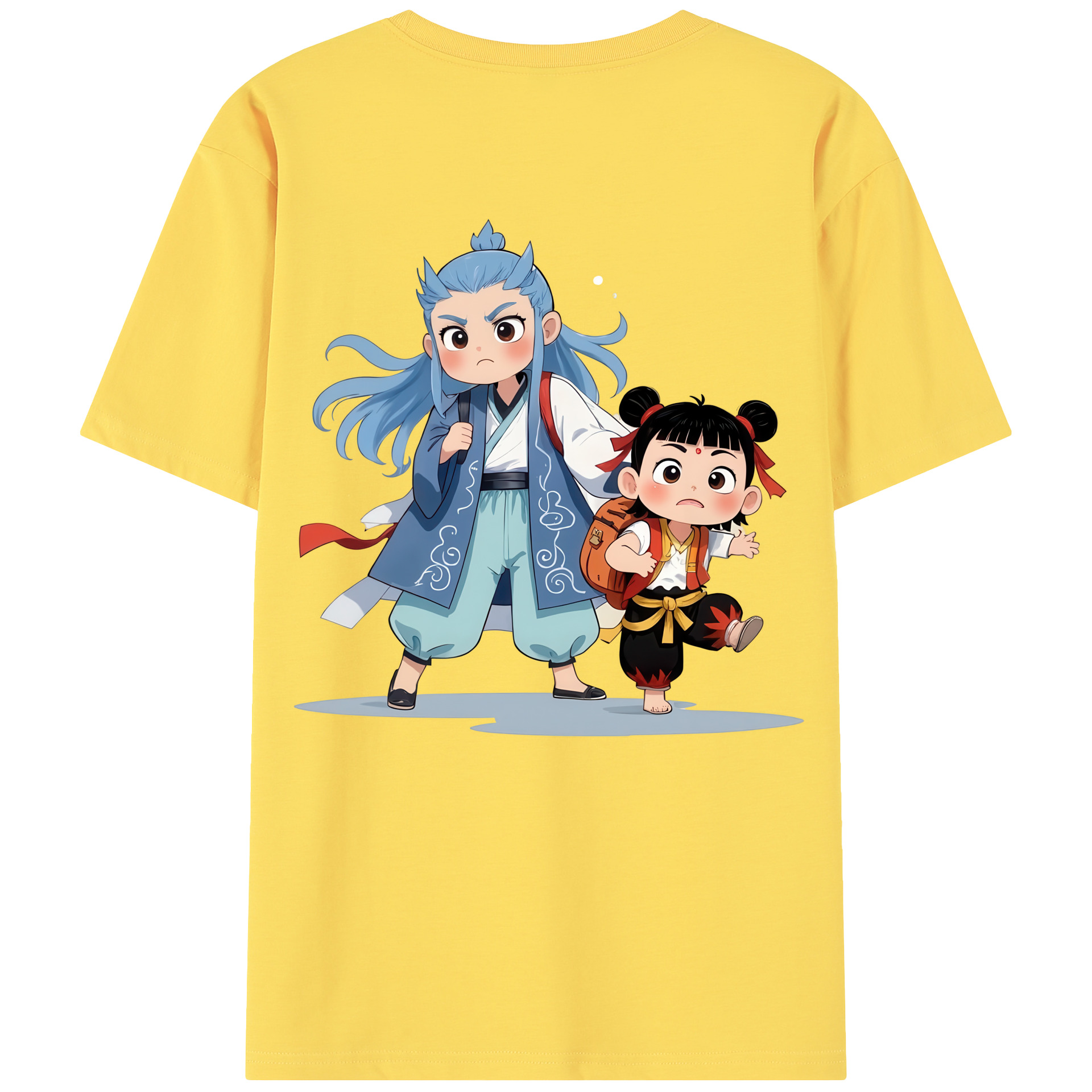 （画像用） Ne Zha 2 ナタ 魔童の大暴れ 綿100％半袖Tシャツ（背面プリント）