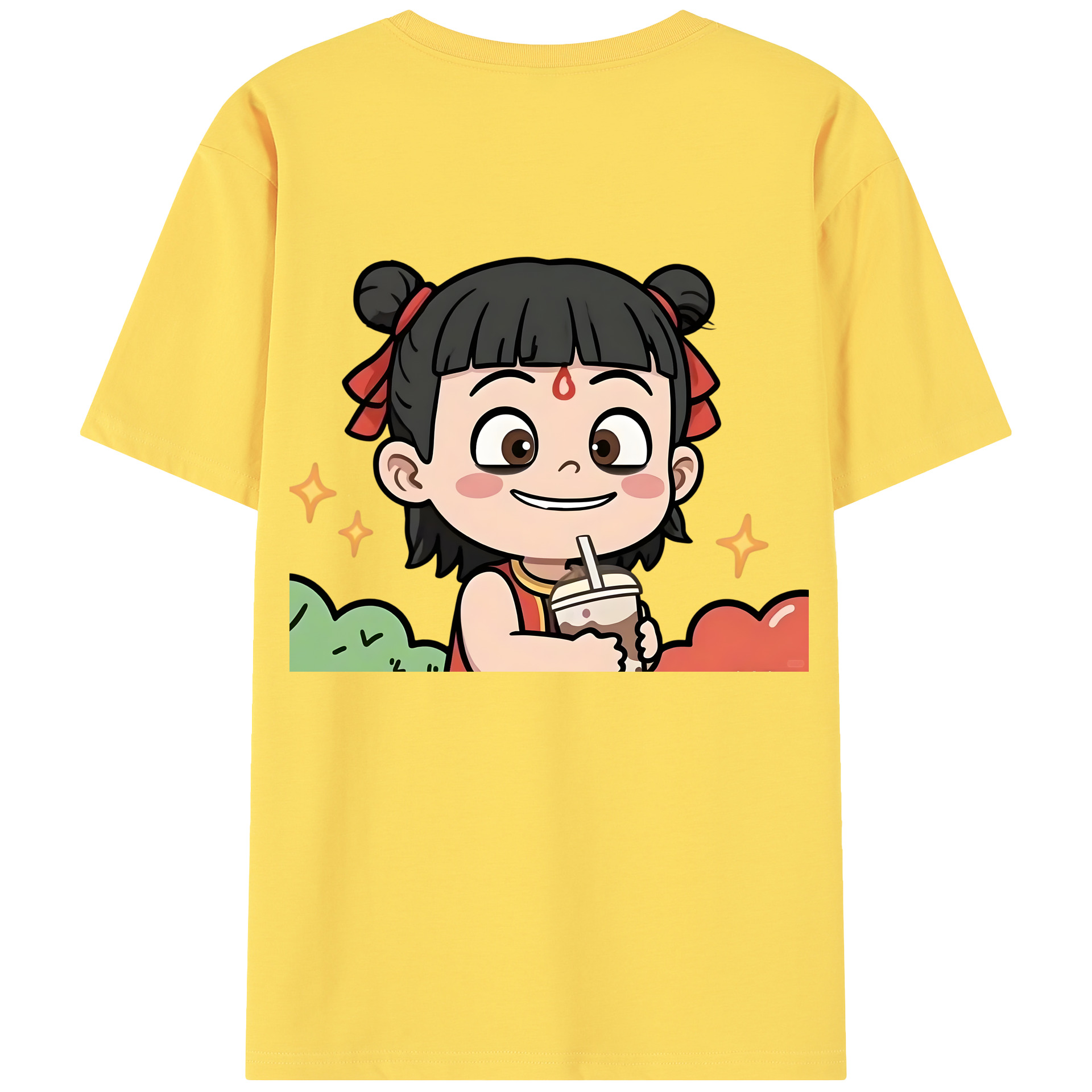 （画像用） Ne Zha 2 ナタ 魔童の大暴れ 綿100％半袖Tシャツ（背面プリント）