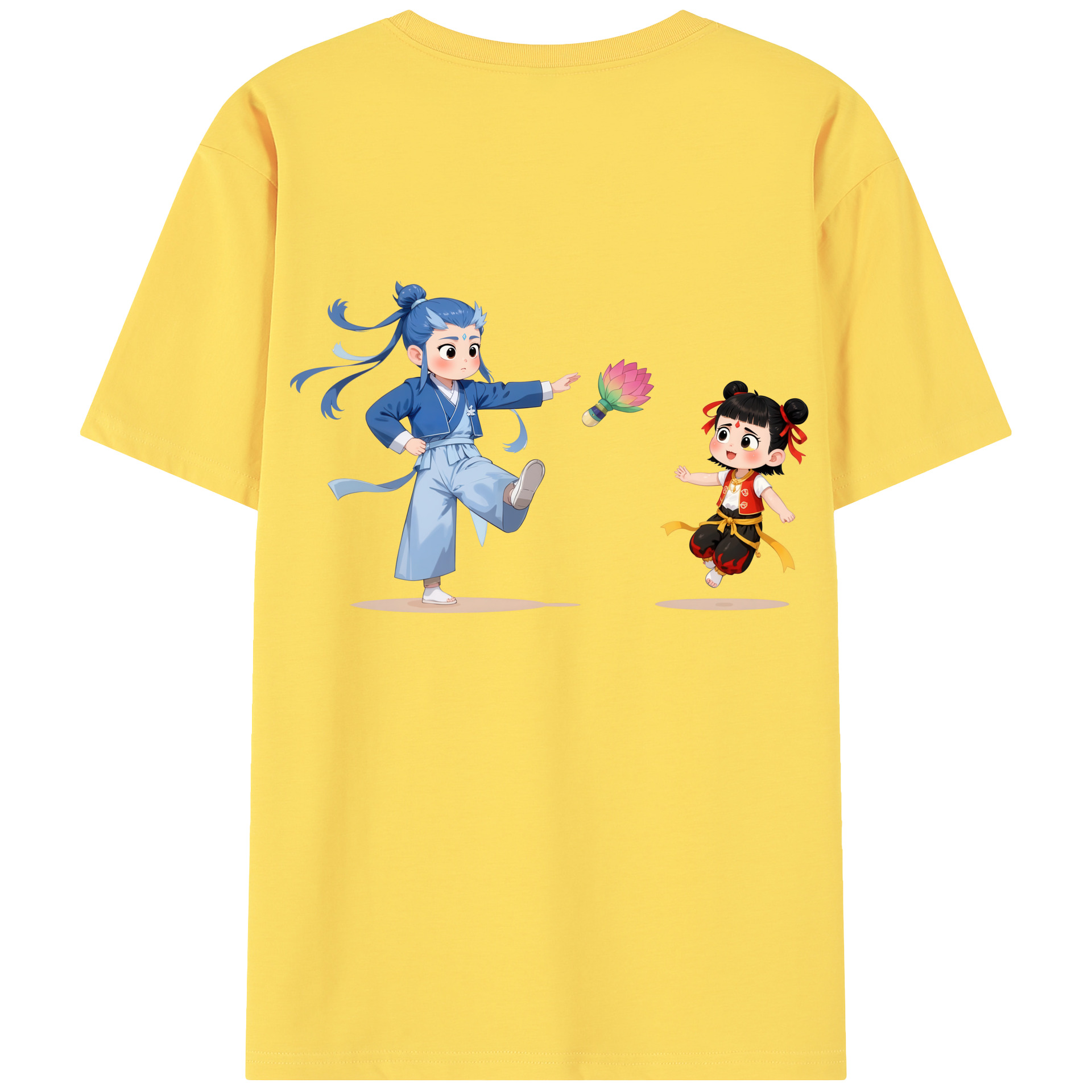 （画像用） Ne Zha 2 ナタ 魔童の大暴れ 綿100％半袖Tシャツ（背面プリント）