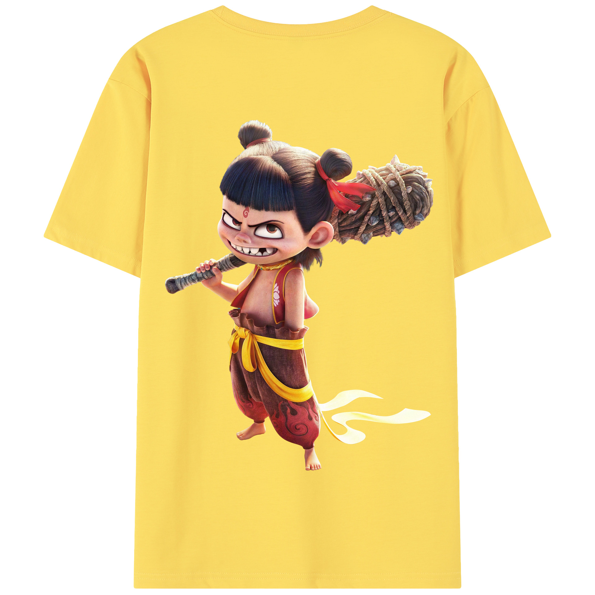 （画像用） Ne Zha 2 ナタ 魔童の大暴れ 綿100％半袖Tシャツ（背面プリント）