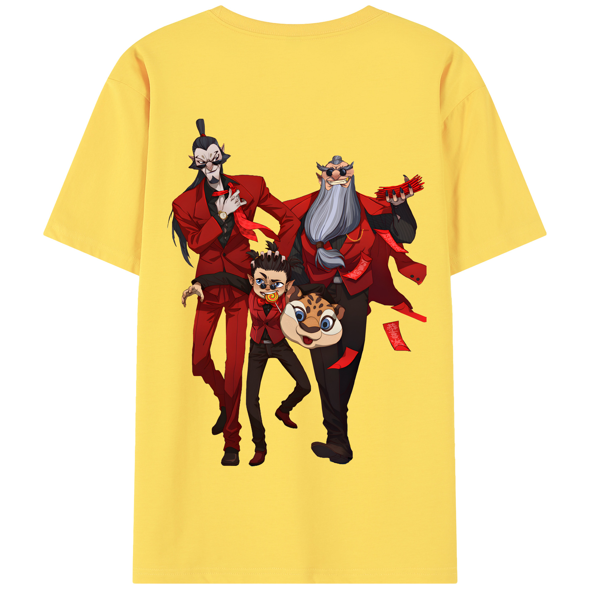 （画像用） Ne Zha 2 ナタ 魔童の大暴れ 綿100％半袖Tシャツ（背面プリント）