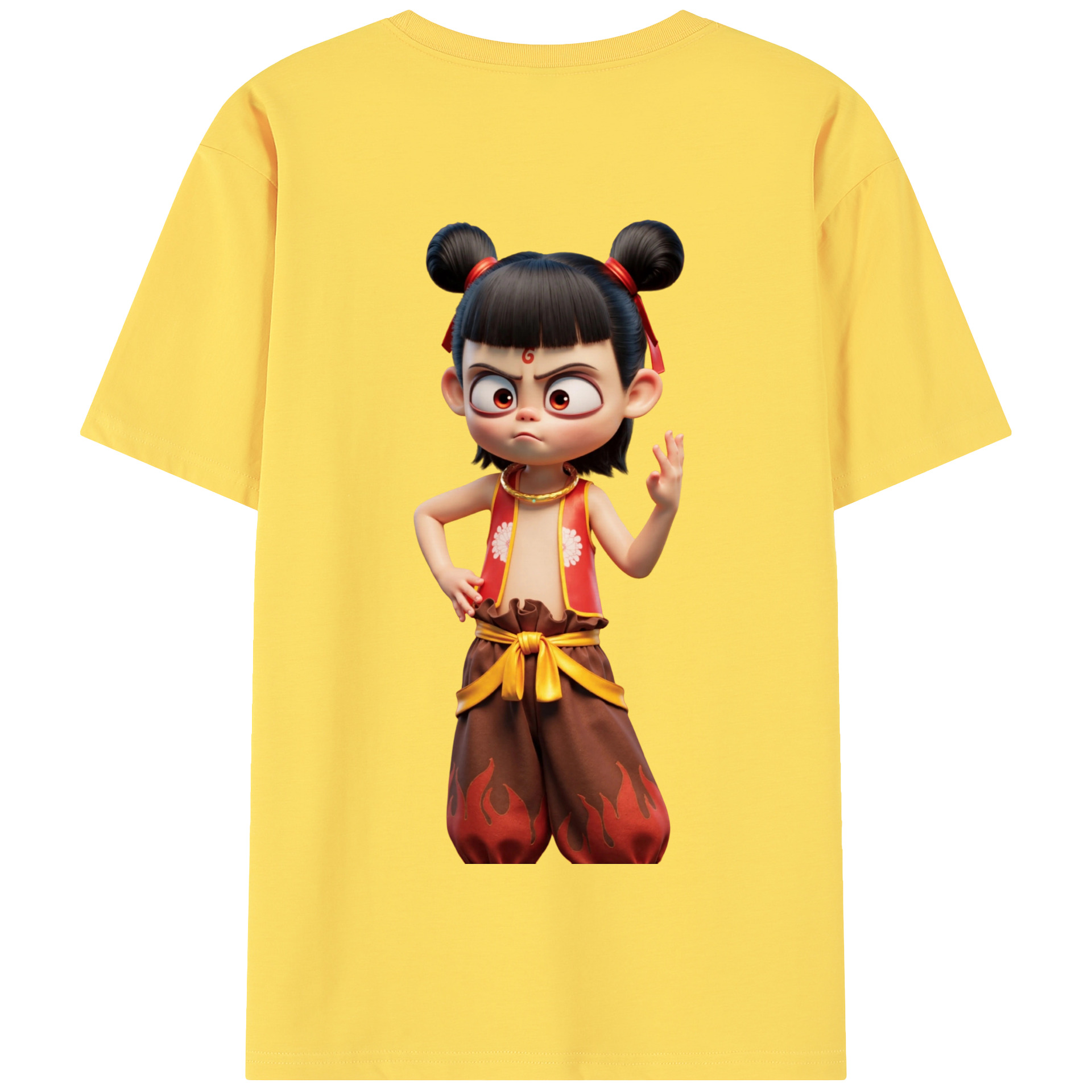 （画像用） Ne Zha 2 ナタ 魔童の大暴れ 綿100％半袖Tシャツ（背面プリント）