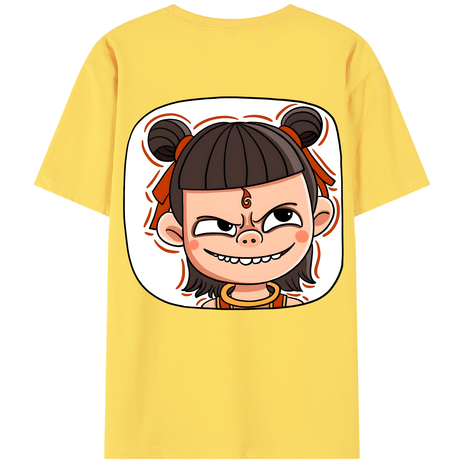 （画像用） Ne Zha 2 ナタ 魔童の大暴れ 綿100％半袖Tシャツ（背面プリント）