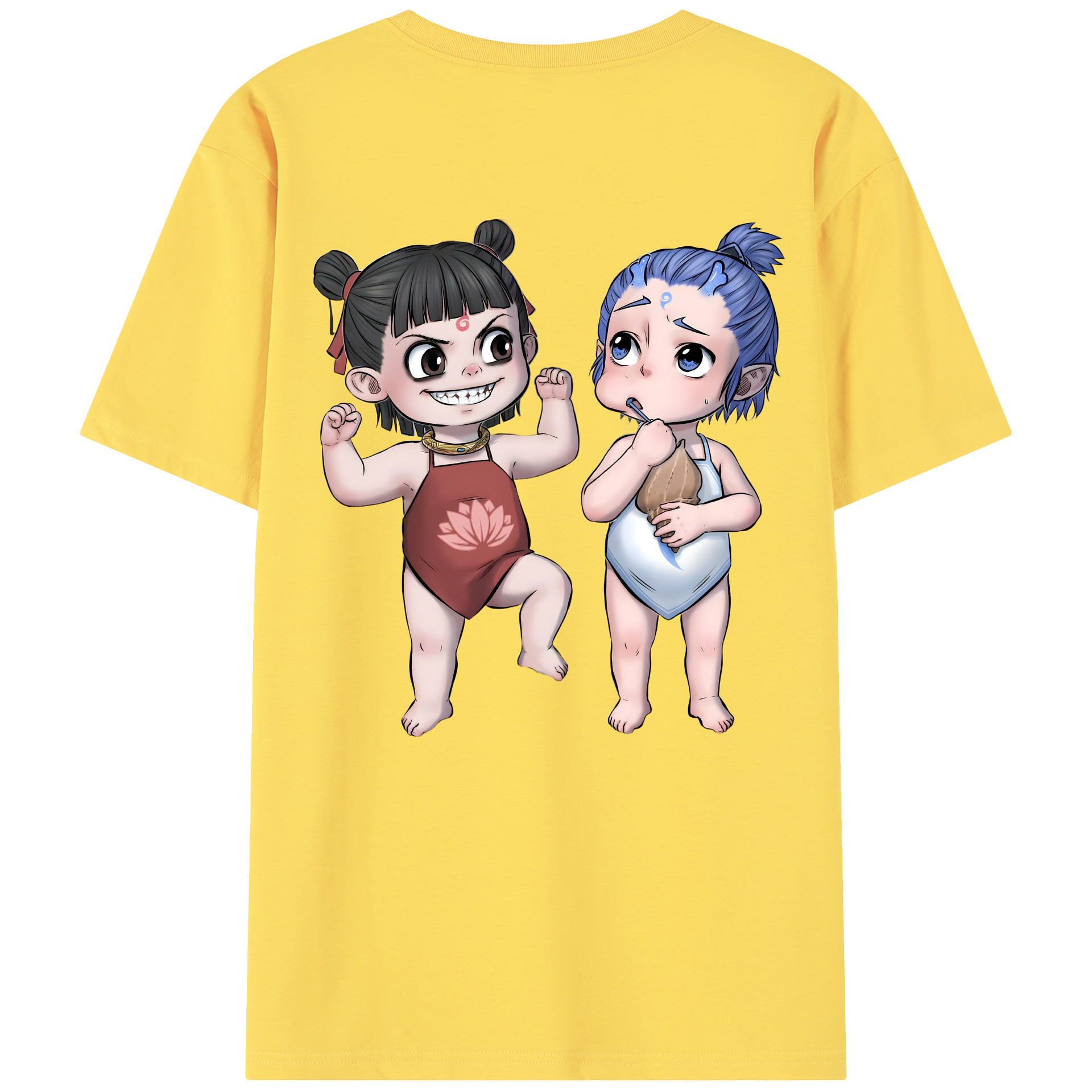 （画像用） Ne Zha 2 ナタ 魔童の大暴れ 綿100％半袖Tシャツ（背面プリント）