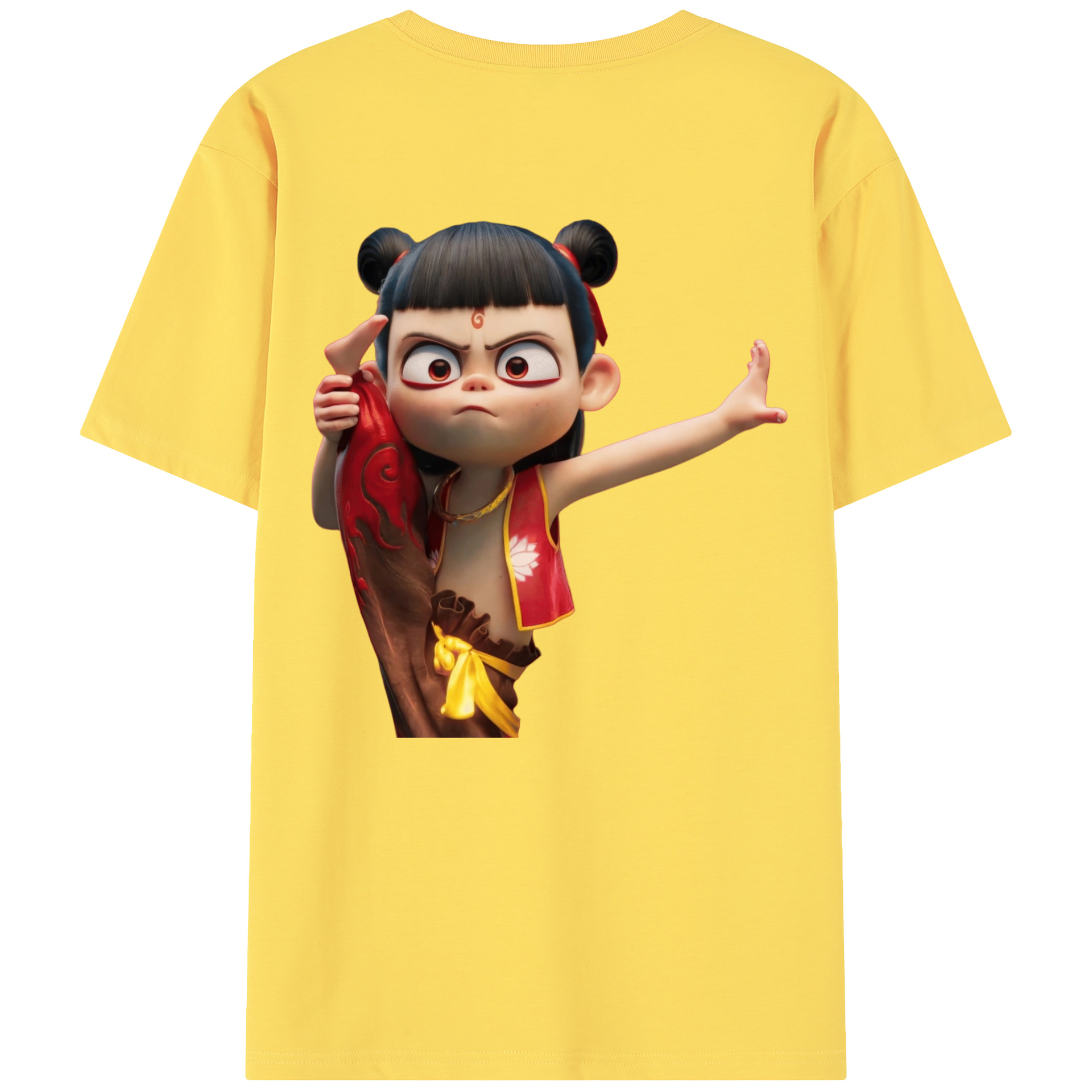 （画像用） Ne Zha 2 ナタ 魔童の大暴れ 綿100％半袖Tシャツ（背面プリント）