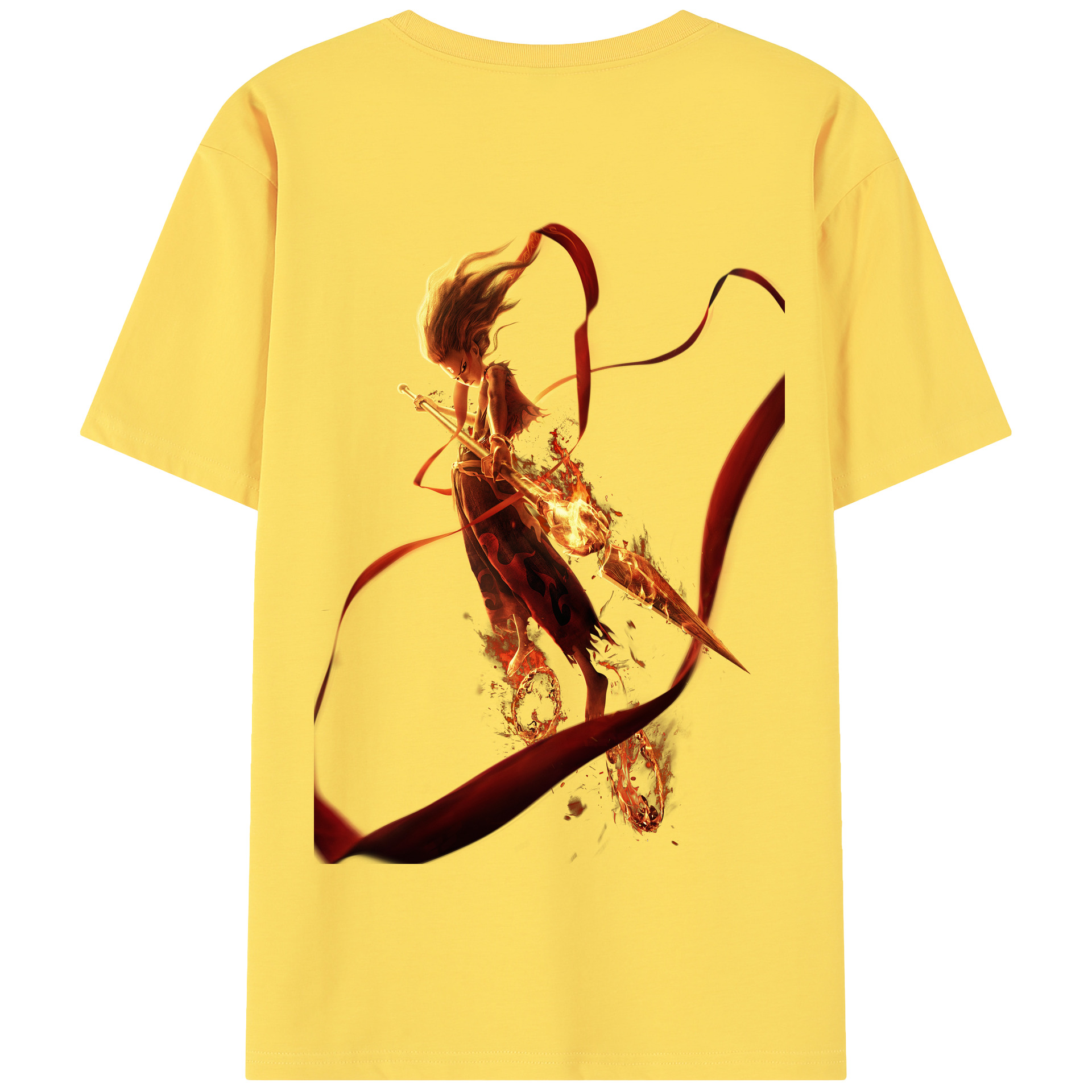 （画像用） Ne Zha 2 ナタ 魔童の大暴れ 綿100％半袖Tシャツ（背面プリント）
