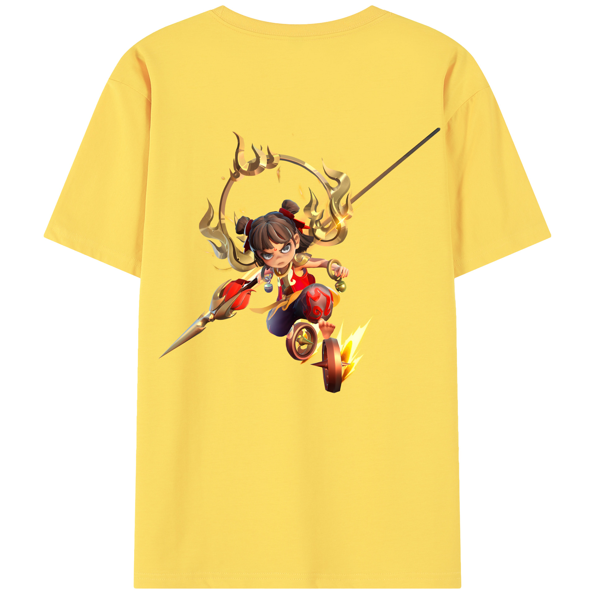 （画像用） Ne Zha 2 ナタ 魔童の大暴れ 綿100％半袖Tシャツ（背面プリント）