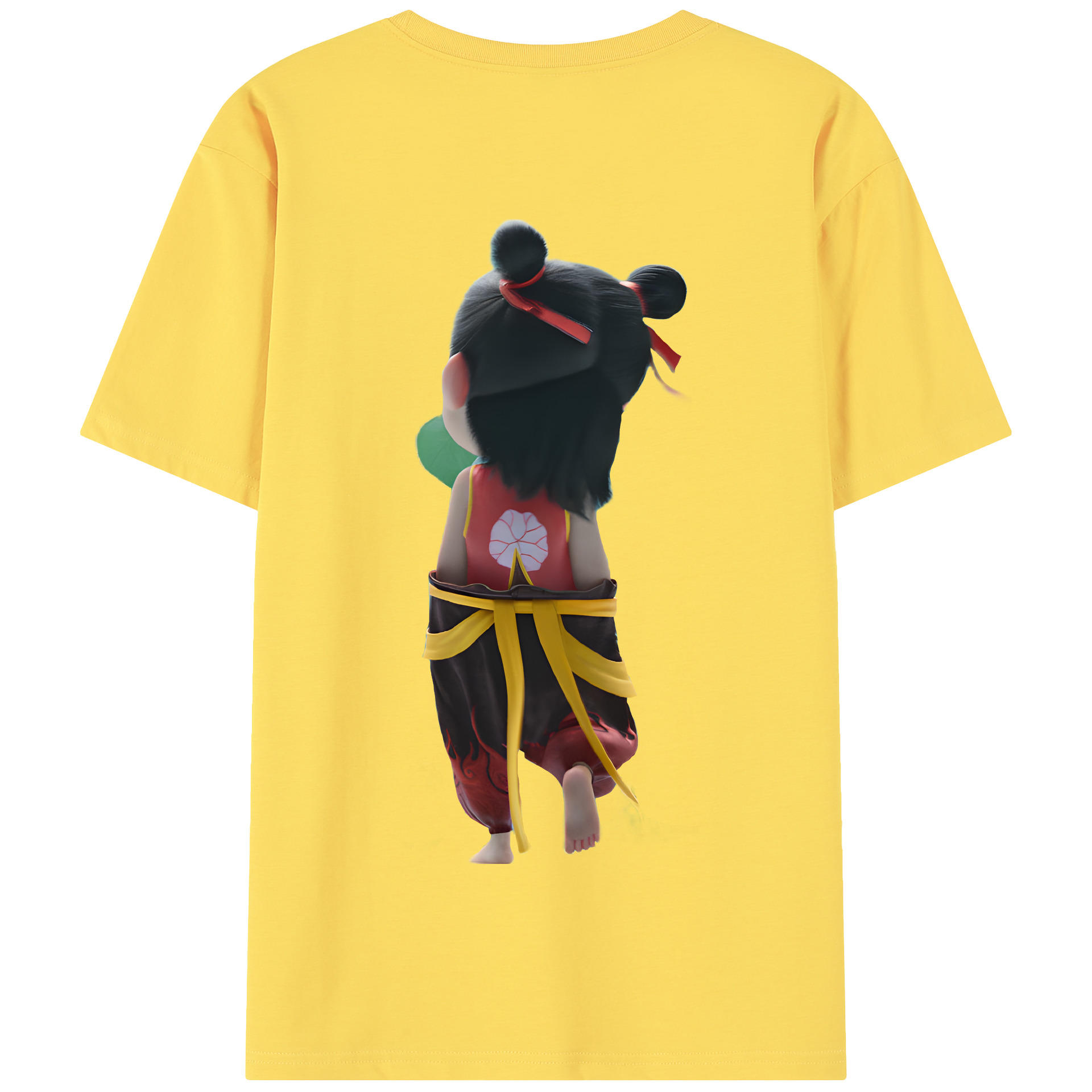 （画像用） Ne Zha 2 ナタ 魔童の大暴れ 綿100％半袖Tシャツ（背面プリント）