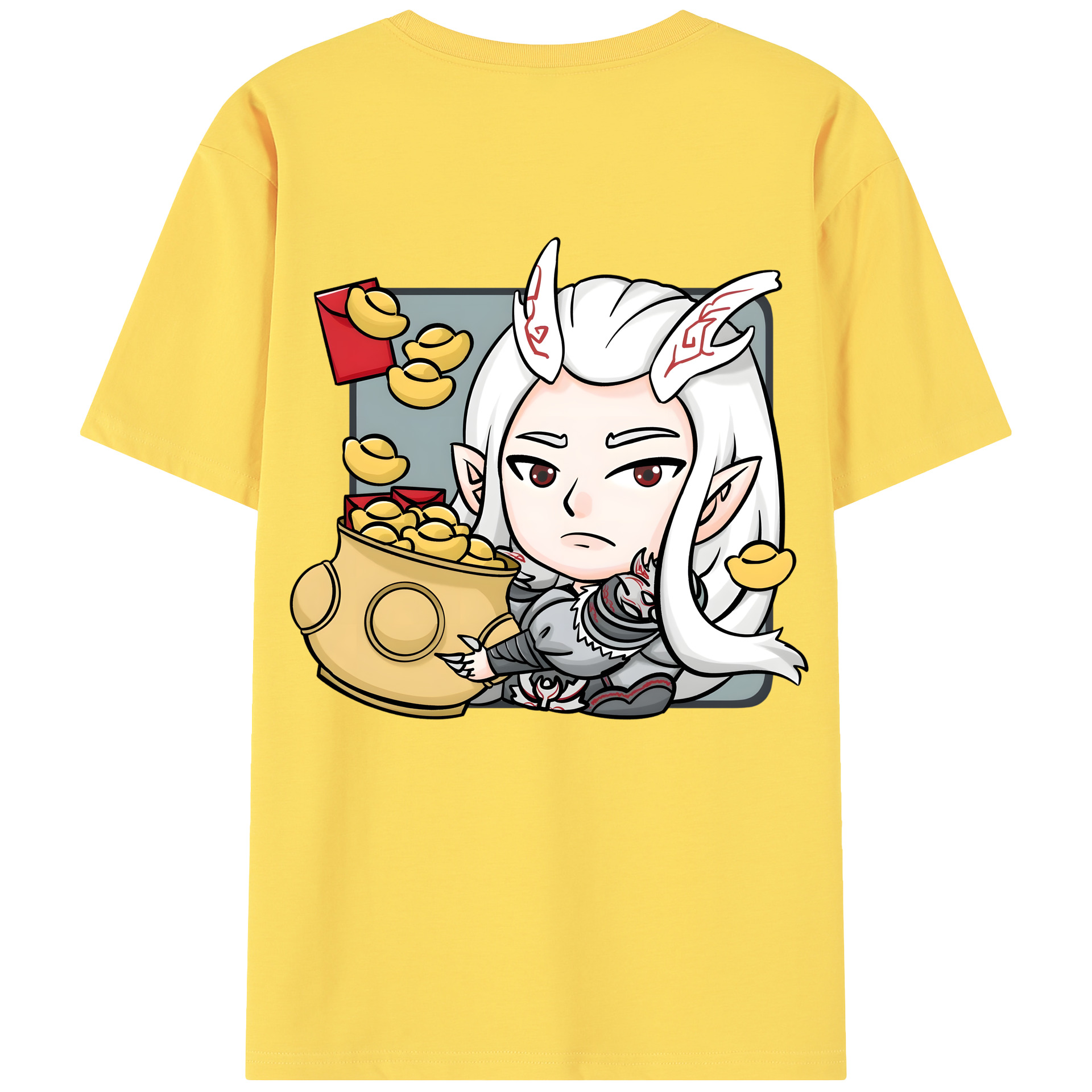 （画像用） Ne Zha 2 ナタ 魔童の大暴れ 綿100％半袖Tシャツ（背面プリント）