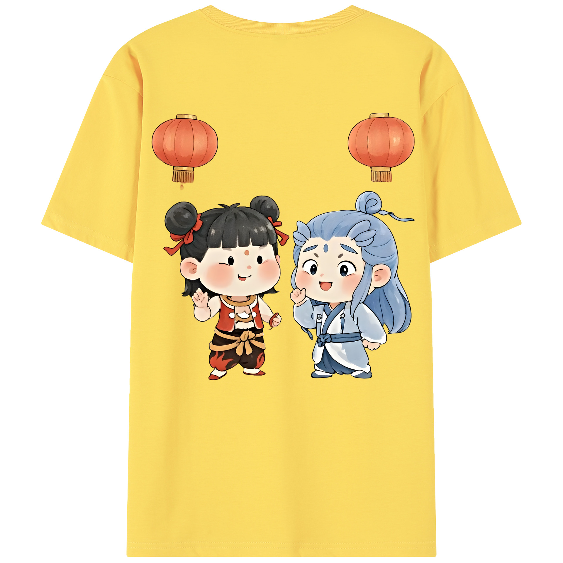 （画像用） Ne Zha 2 ナタ 魔童の大暴れ 綿100％半袖Tシャツ（背面プリント）