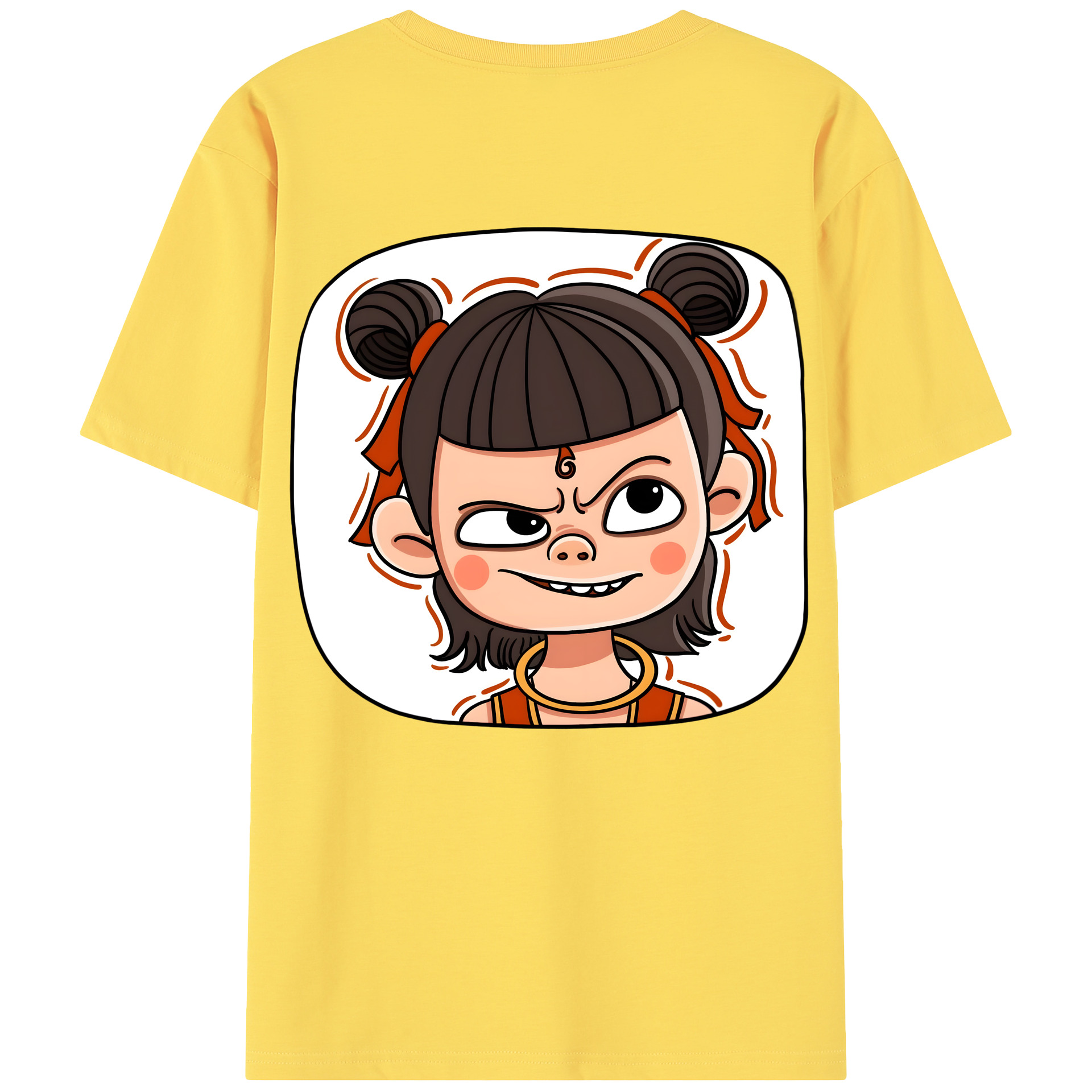 （画像用） Ne Zha 2 ナタ 魔童の大暴れ 綿100％半袖Tシャツ（背面プリント）