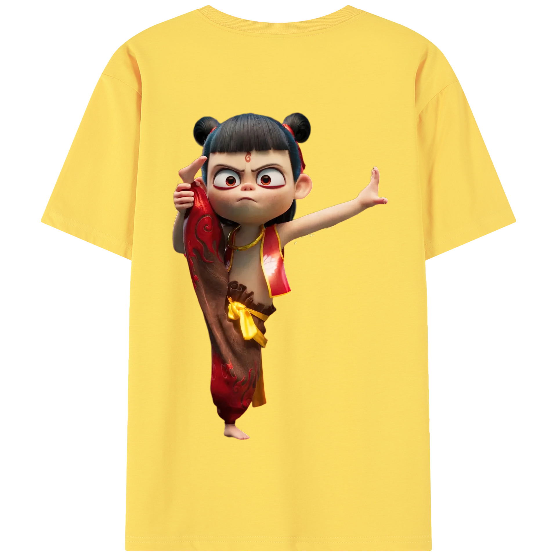 （画像用） Ne Zha 2 ナタ 魔童の大暴れ 綿100％半袖Tシャツ（背面プリント）