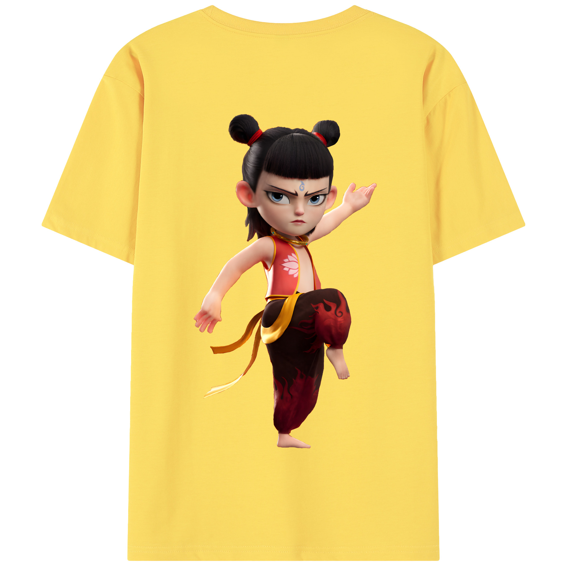 （画像用） Ne Zha 2 ナタ 魔童の大暴れ 綿100％半袖Tシャツ（背面プリント）