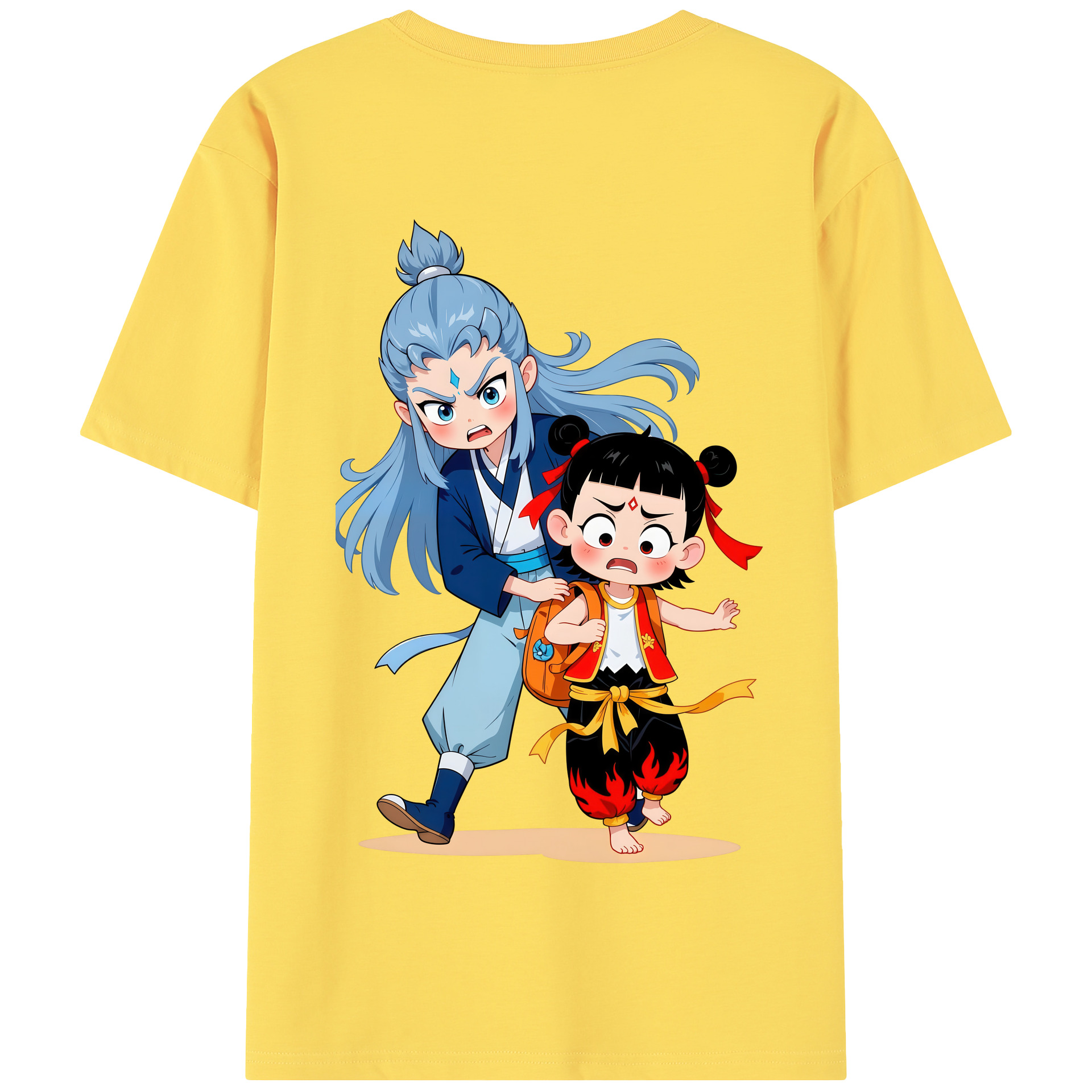 （画像用） Ne Zha 2 ナタ 魔童の大暴れ 綿100％半袖Tシャツ（背面プリント）