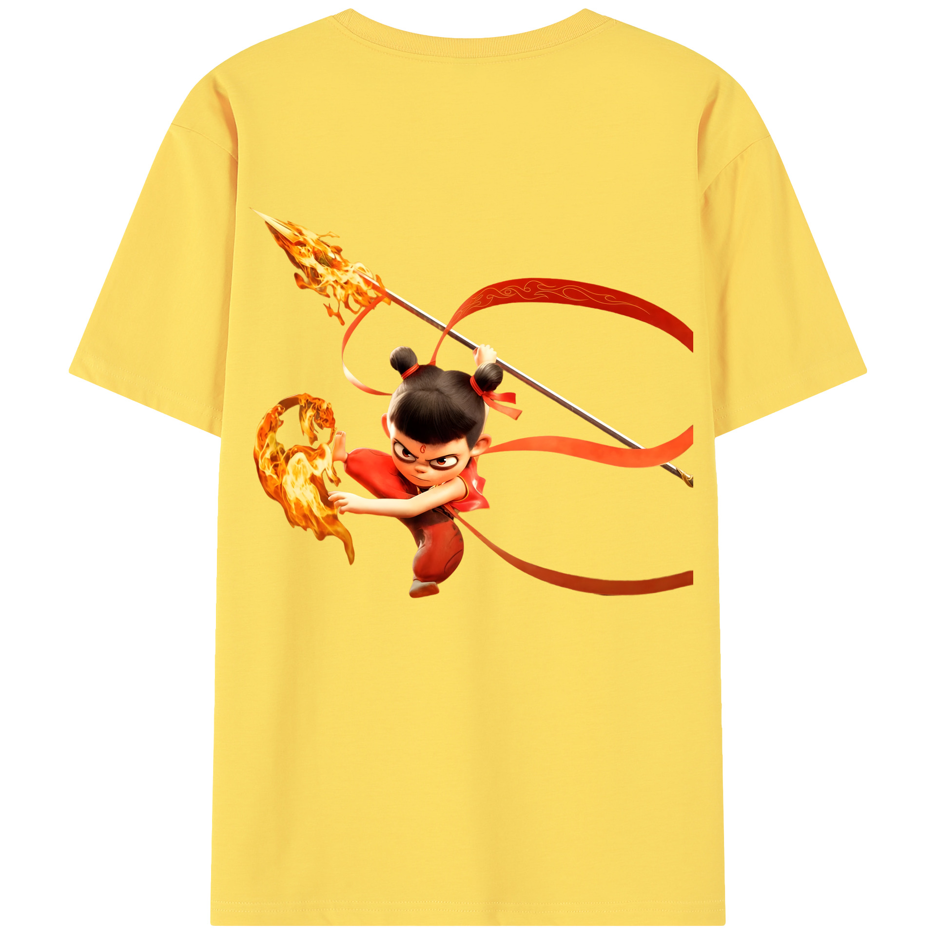 （画像用） Ne Zha 2 ナタ 魔童の大暴れ 綿100％半袖Tシャツ（背面プリント）