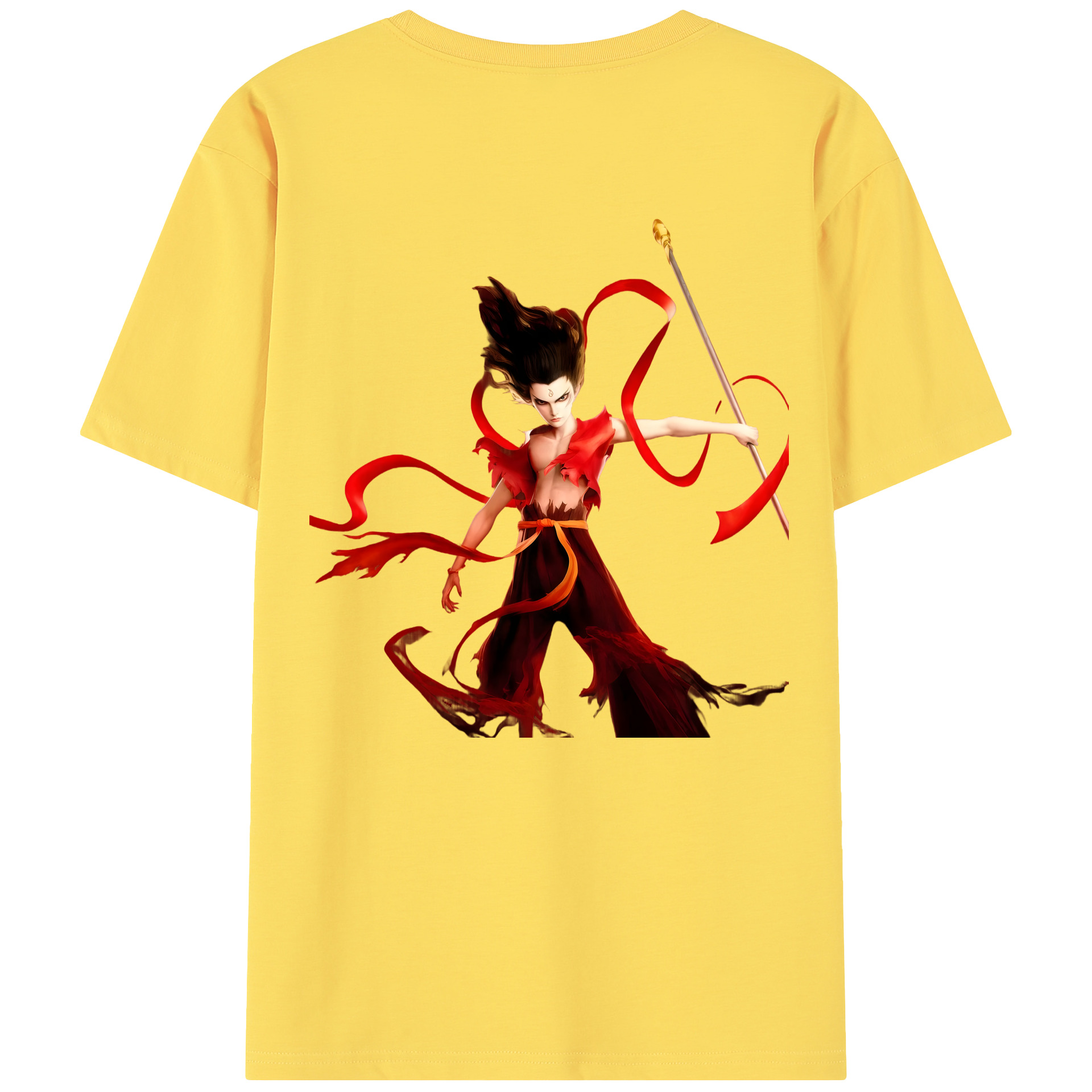 （画像用） Ne Zha 2 ナタ 魔童の大暴れ 綿100％半袖Tシャツ（背面プリント）