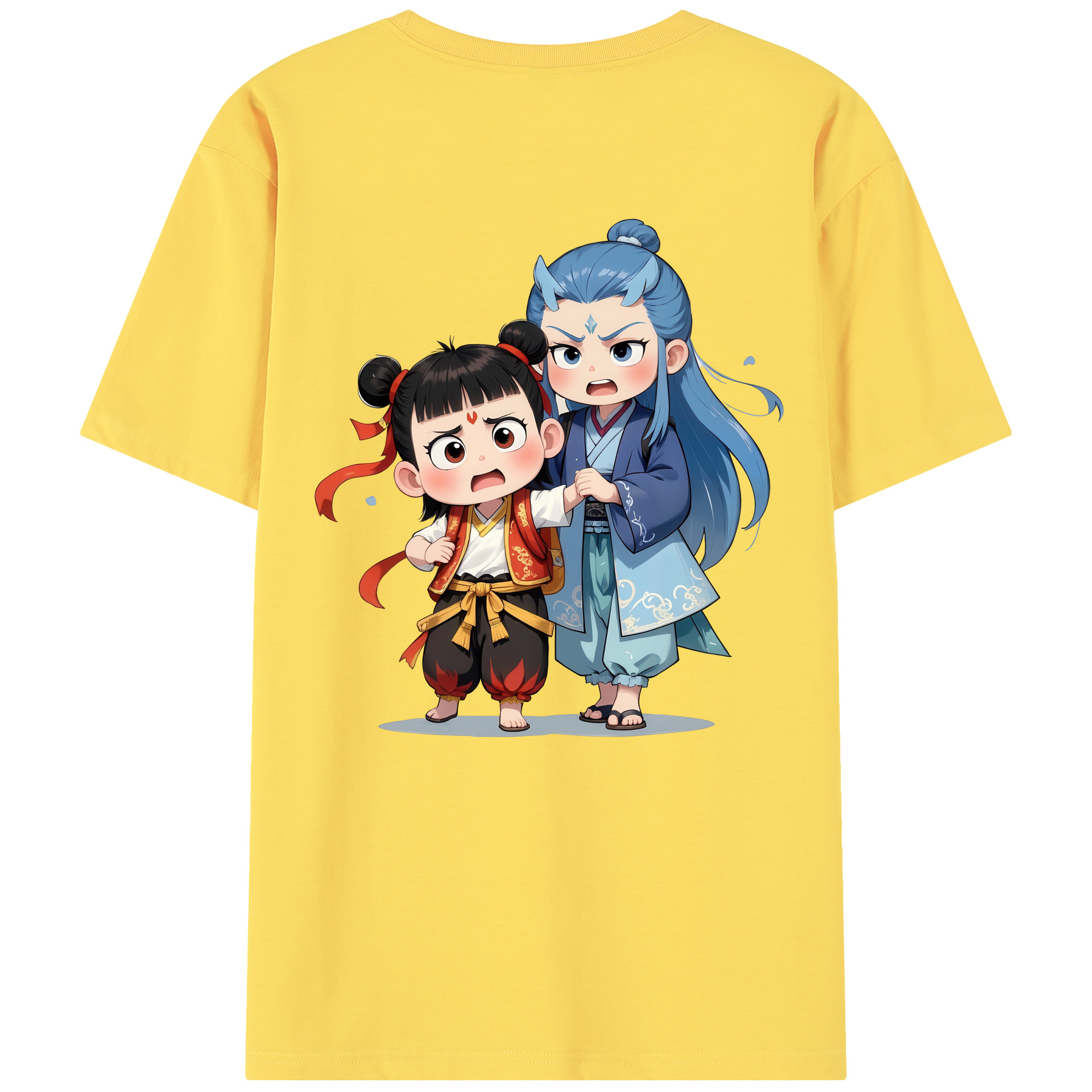 （画像用） Ne Zha 2 ナタ 魔童の大暴れ 綿100％半袖Tシャツ（背面プリント）
