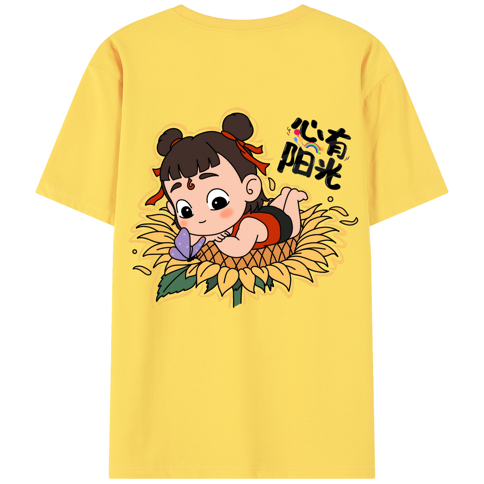 （画像用） Ne Zha 2 ナタ 魔童の大暴れ 綿100％半袖Tシャツ（背面プリント）