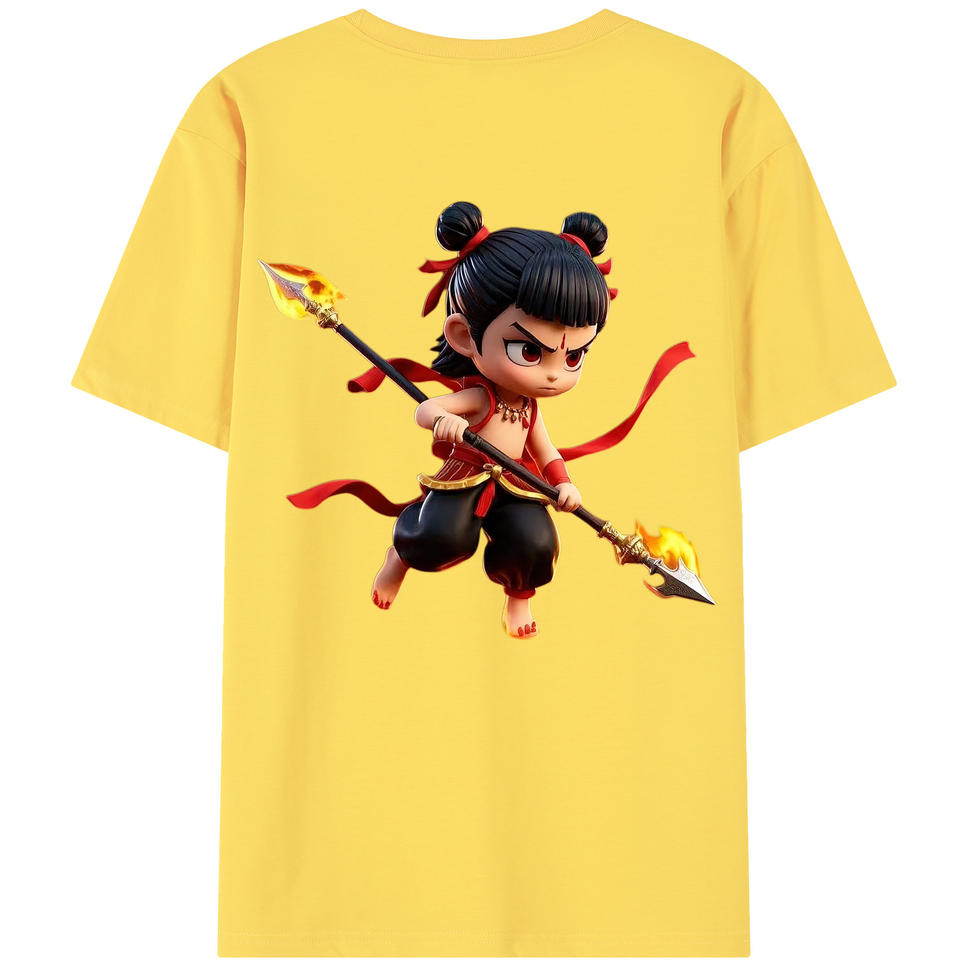 （画像用） Ne Zha 2 ナタ 魔童の大暴れ 綿100％半袖Tシャツ（背面プリント）