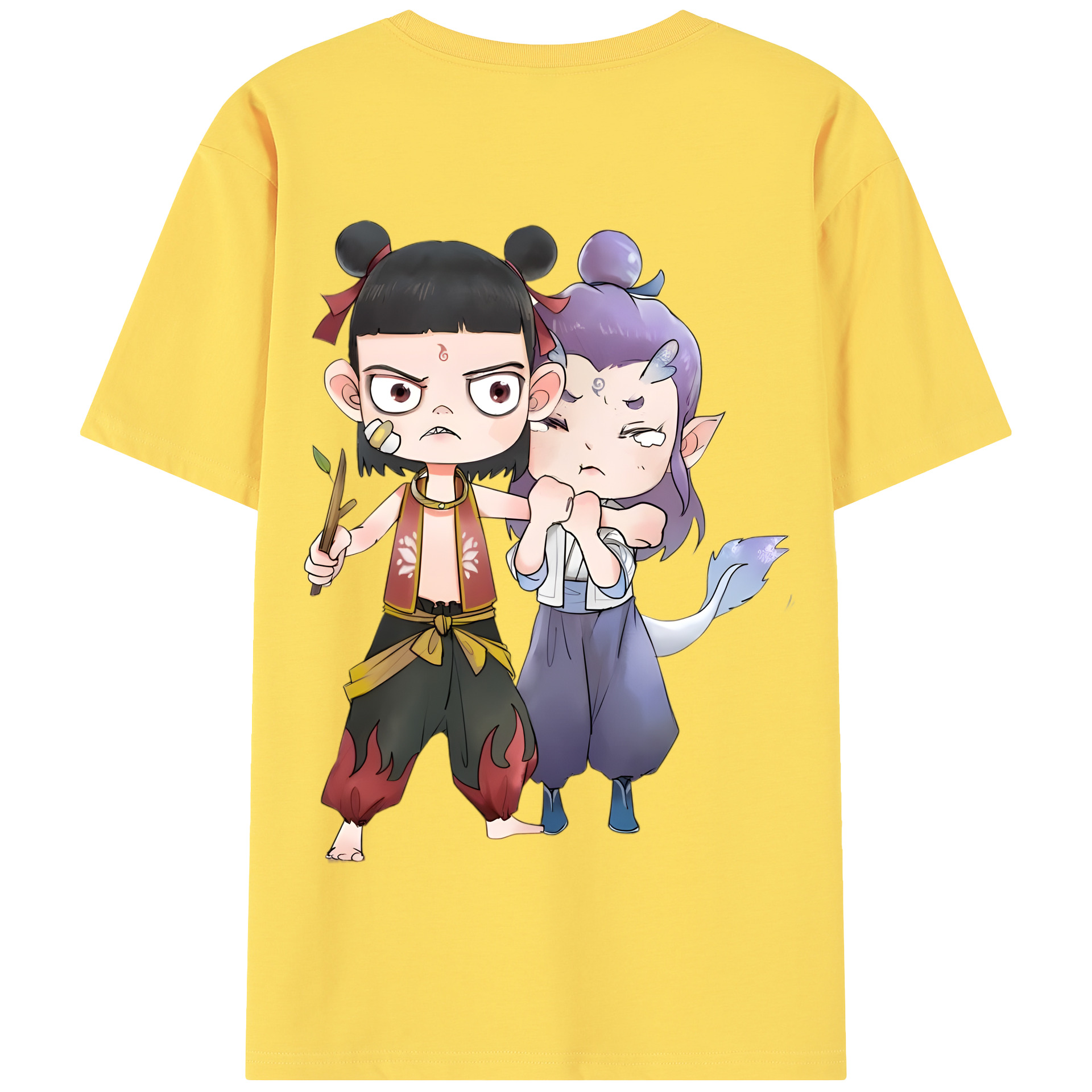 （画像用） Ne Zha 2 ナタ 魔童の大暴れ 綿100％半袖Tシャツ（背面プリント）