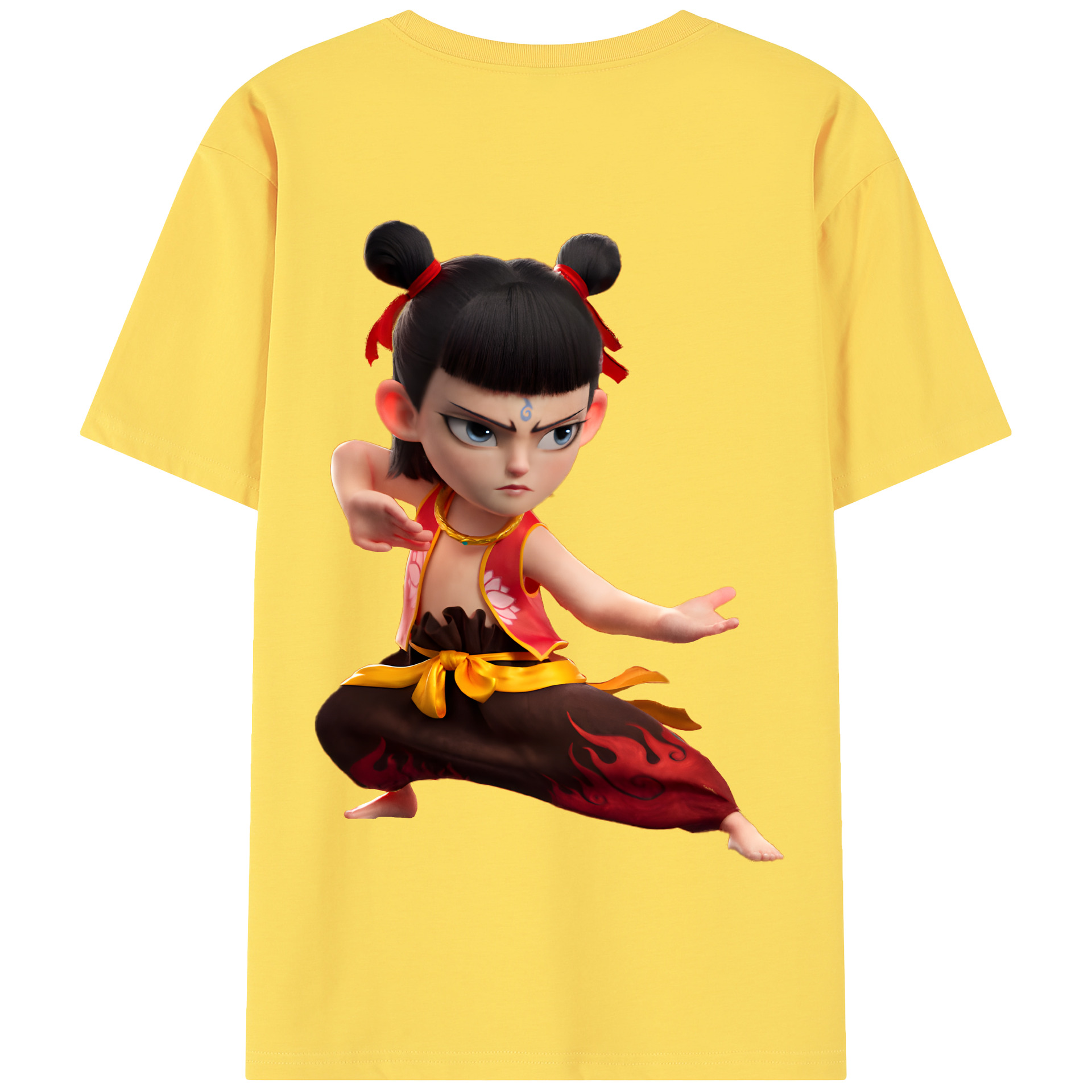 （画像用） Ne Zha 2 ナタ 魔童の大暴れ 綿100％半袖Tシャツ（背面プリント）