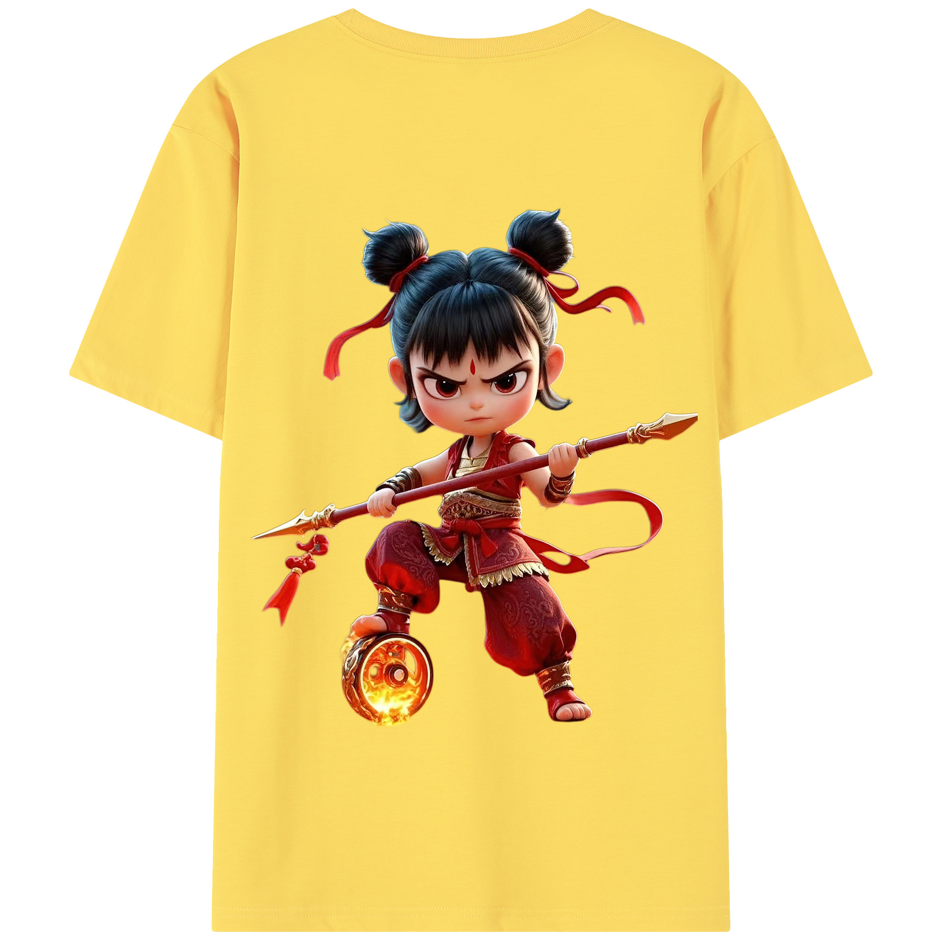 （画像用） Ne Zha 2 ナタ 魔童の大暴れ 綿100％半袖Tシャツ（背面プリント）