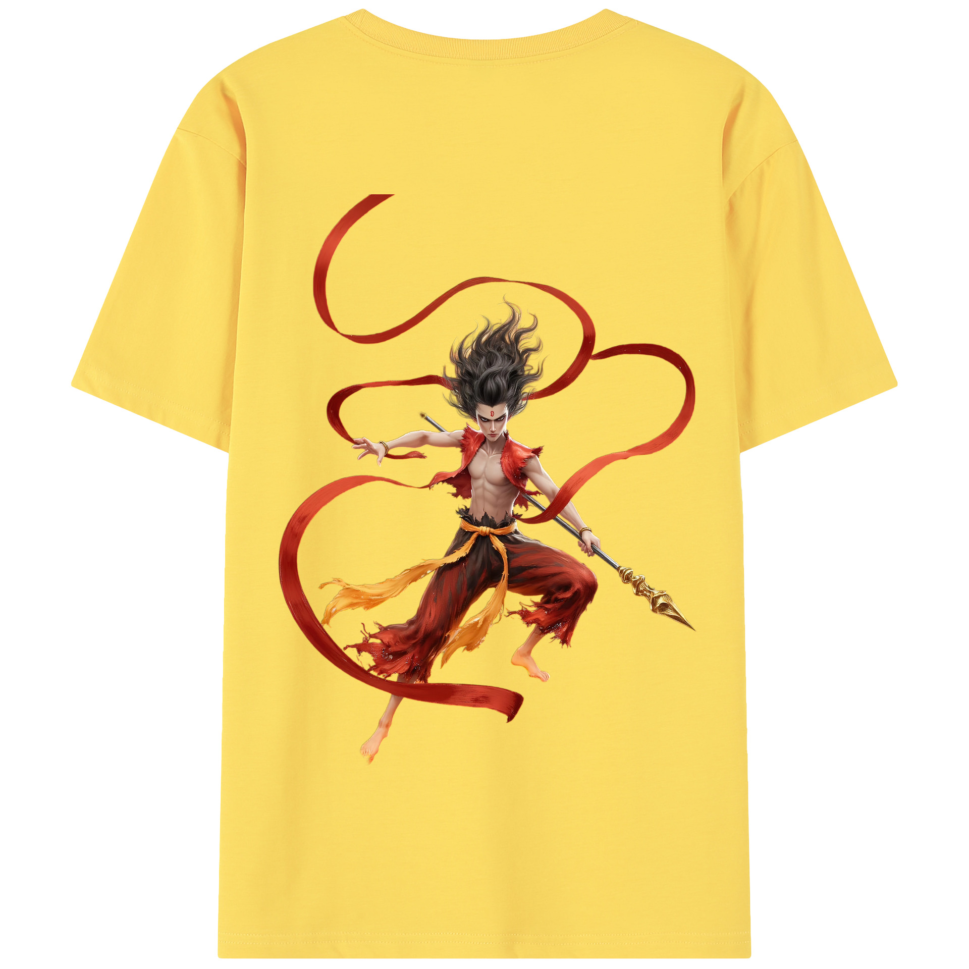 （画像用） Ne Zha 2 ナタ 魔童の大暴れ 綿100％半袖Tシャツ（背面プリント）