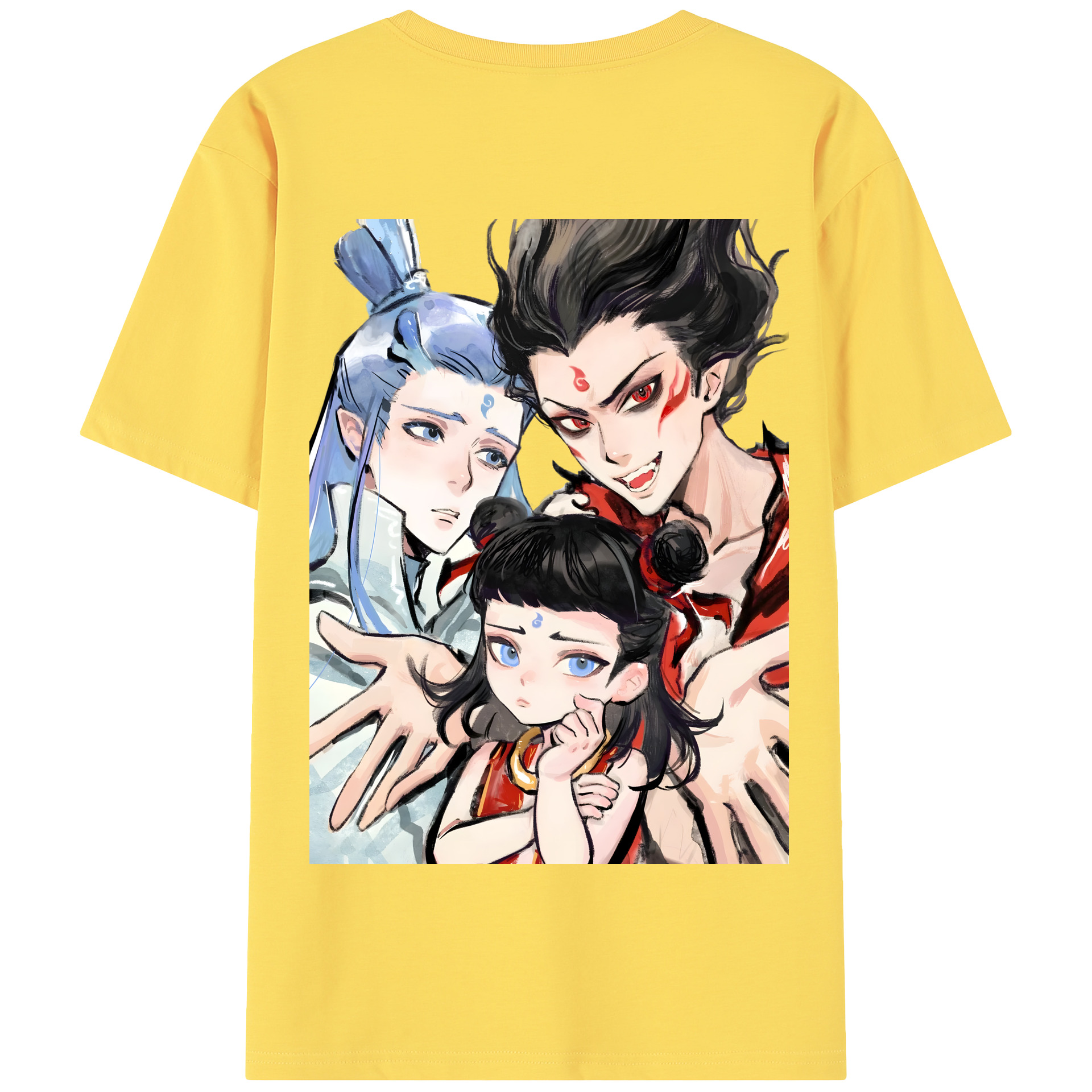 （画像用） Ne Zha 2 ナタ 魔童の大暴れ 綿100％半袖Tシャツ（背面プリント）