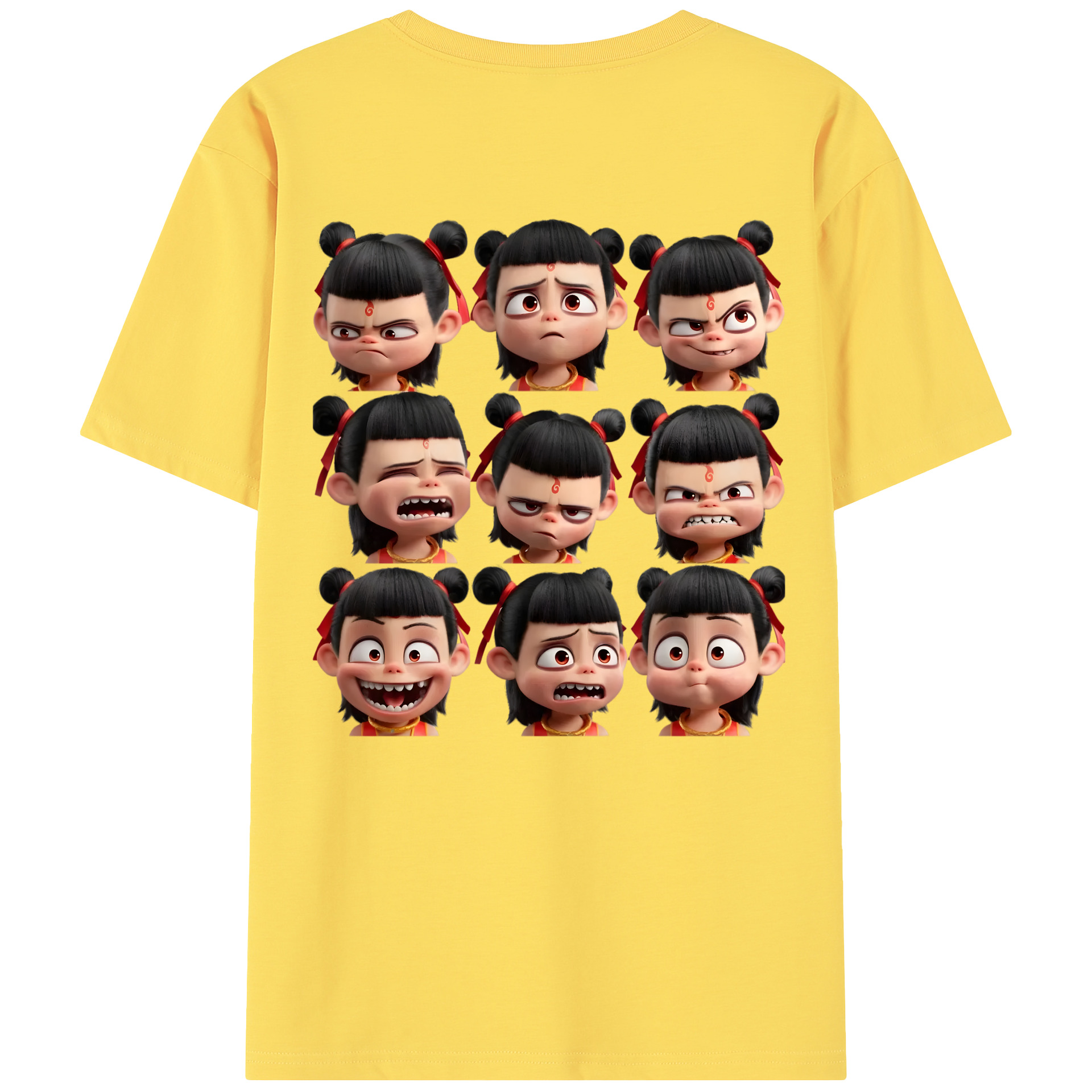 （画像用） Ne Zha 2 ナタ 魔童の大暴れ 綿100％半袖Tシャツ（背面プリント）
