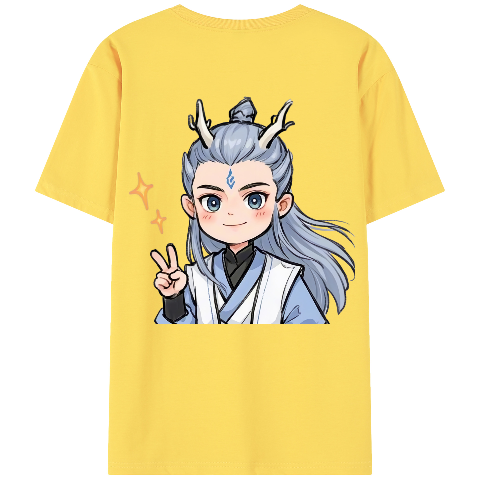 （画像用） Ne Zha 2 ナタ 魔童の大暴れ 綿100％半袖Tシャツ（背面プリント）
