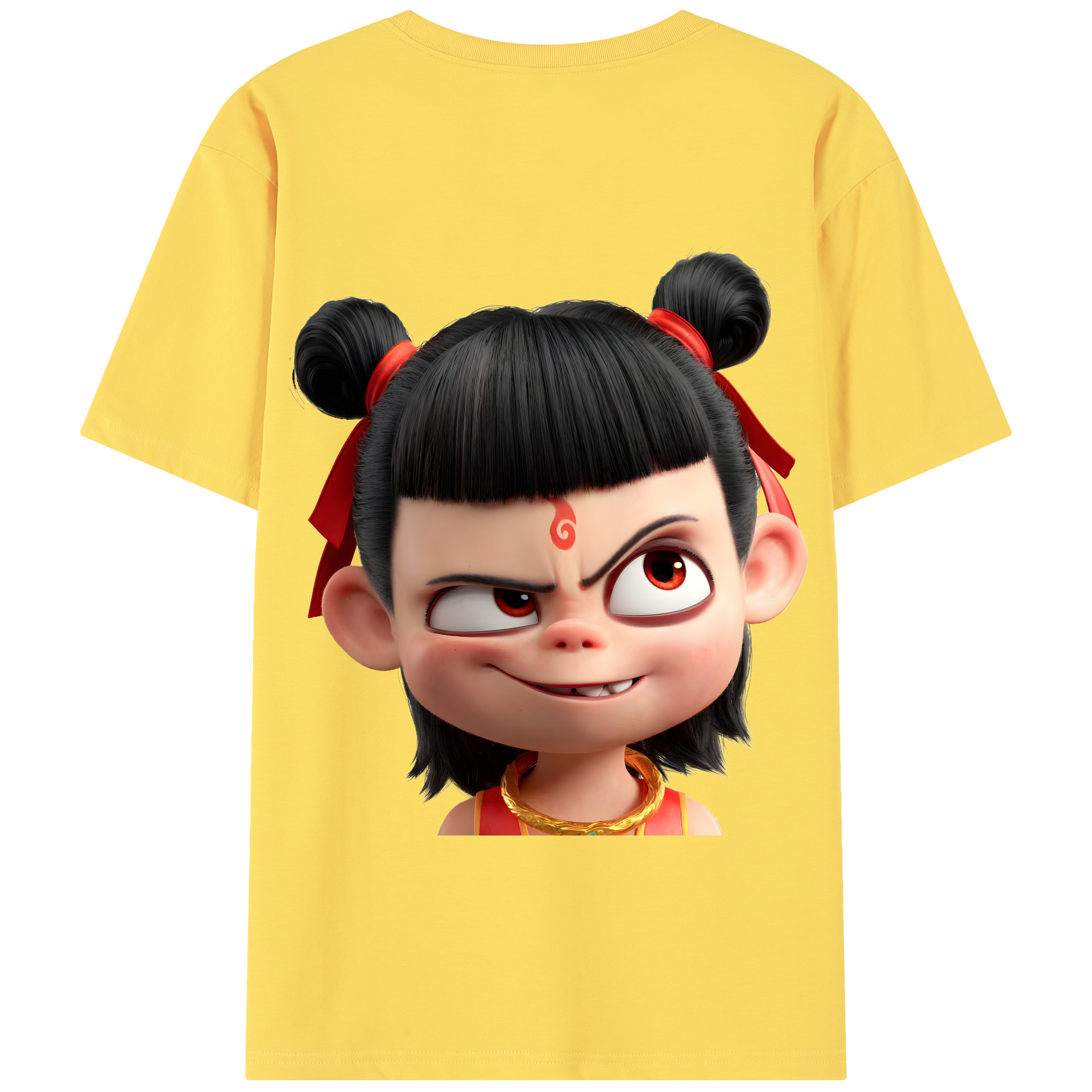 （画像用） Ne Zha 2 ナタ 魔童の大暴れ 綿100％半袖Tシャツ（背面プリント）